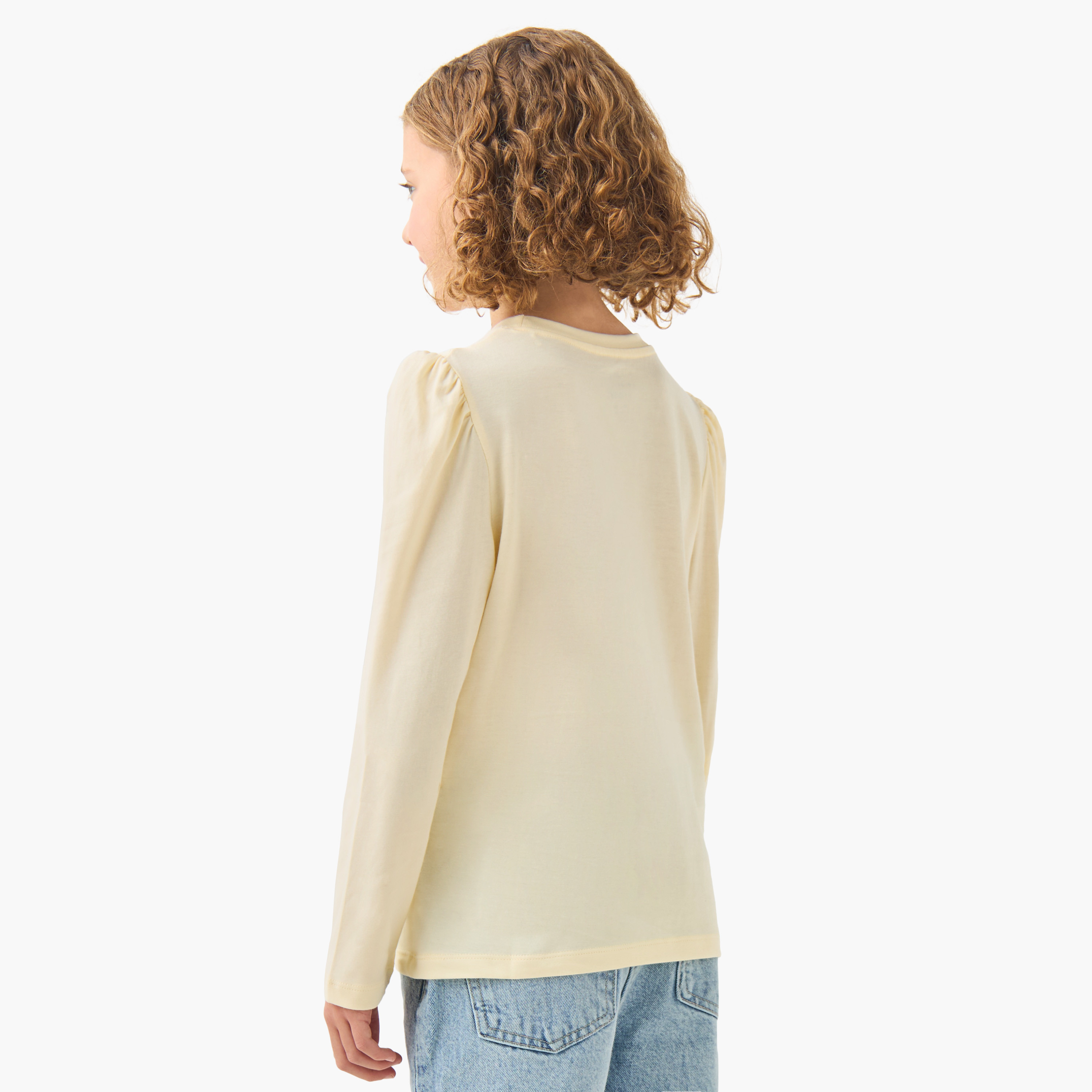Juniors Girls Crew Neck with Cat Print - Cotton - Long Sleeves-girls-clothing-tshirts-image-3