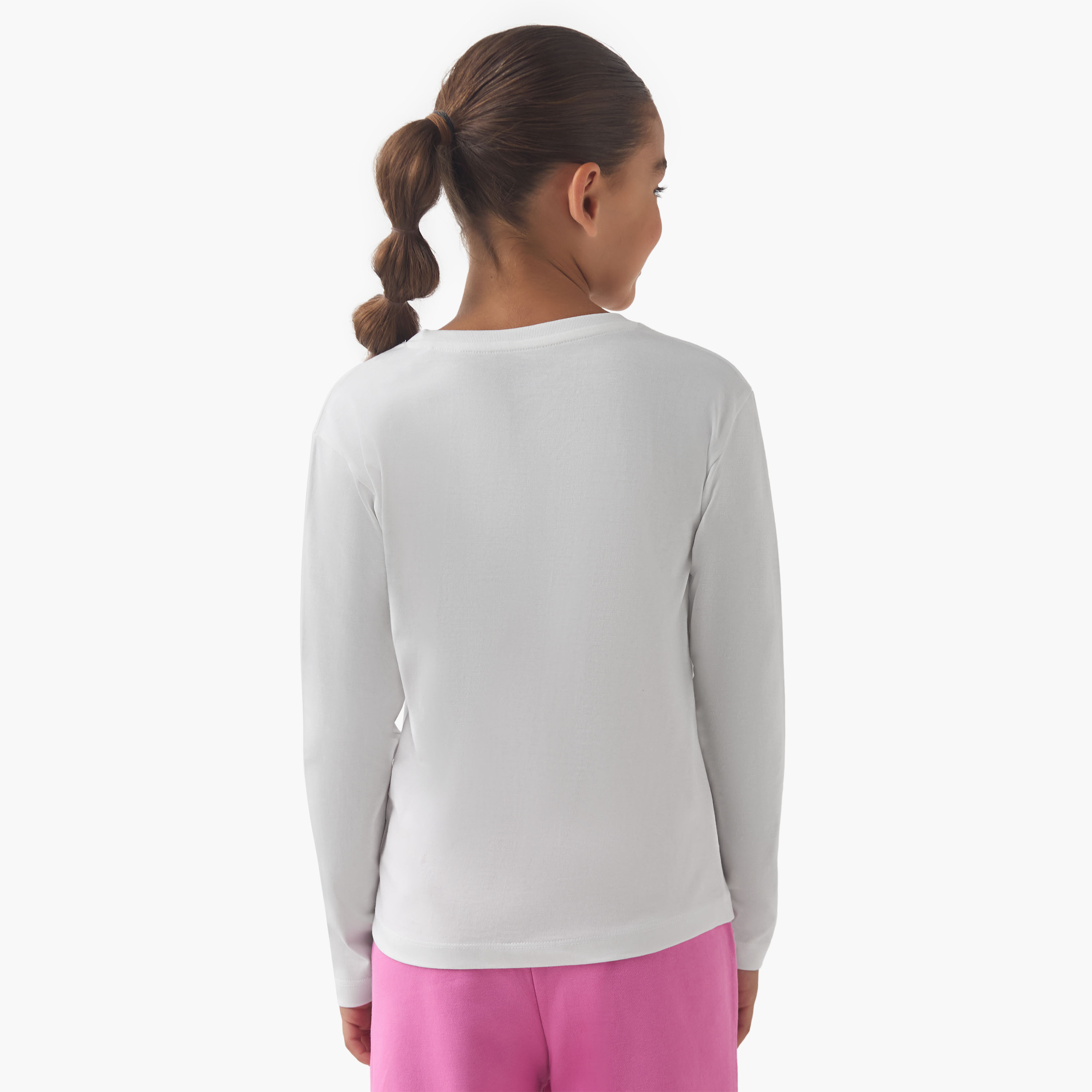 Juniors Girls Crew Neck T-shirt with Graphic Print - Cotton - Long Sleeves-girls-clothing-tshirts-image-3