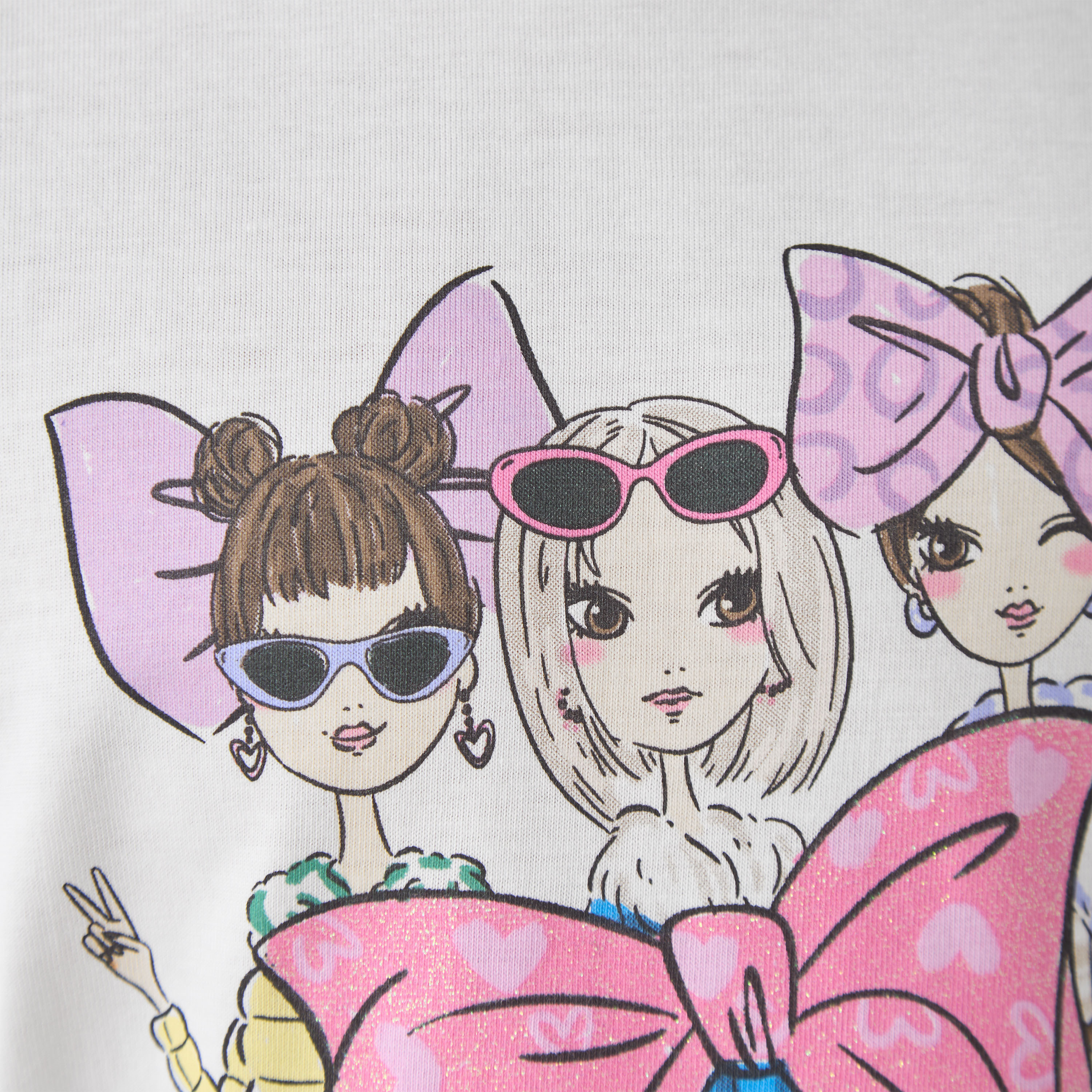 Juniors Girls Crew Neck T-shirt with Graphic Print - Cotton - Long Sleeves-girls-clothing-tshirts-image-5