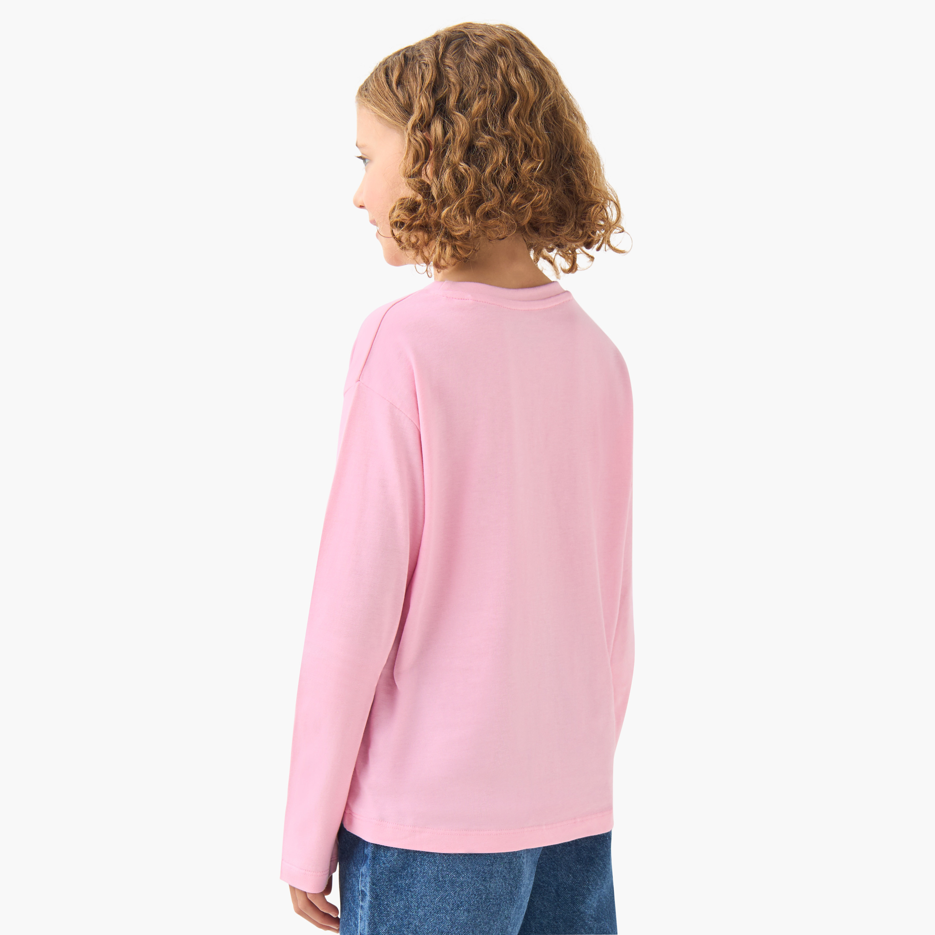 Juniors Girls Crew Neck T-shirt with Bear Print - Cotton - Long Sleeves-girls-clothing-tshirts-image-3