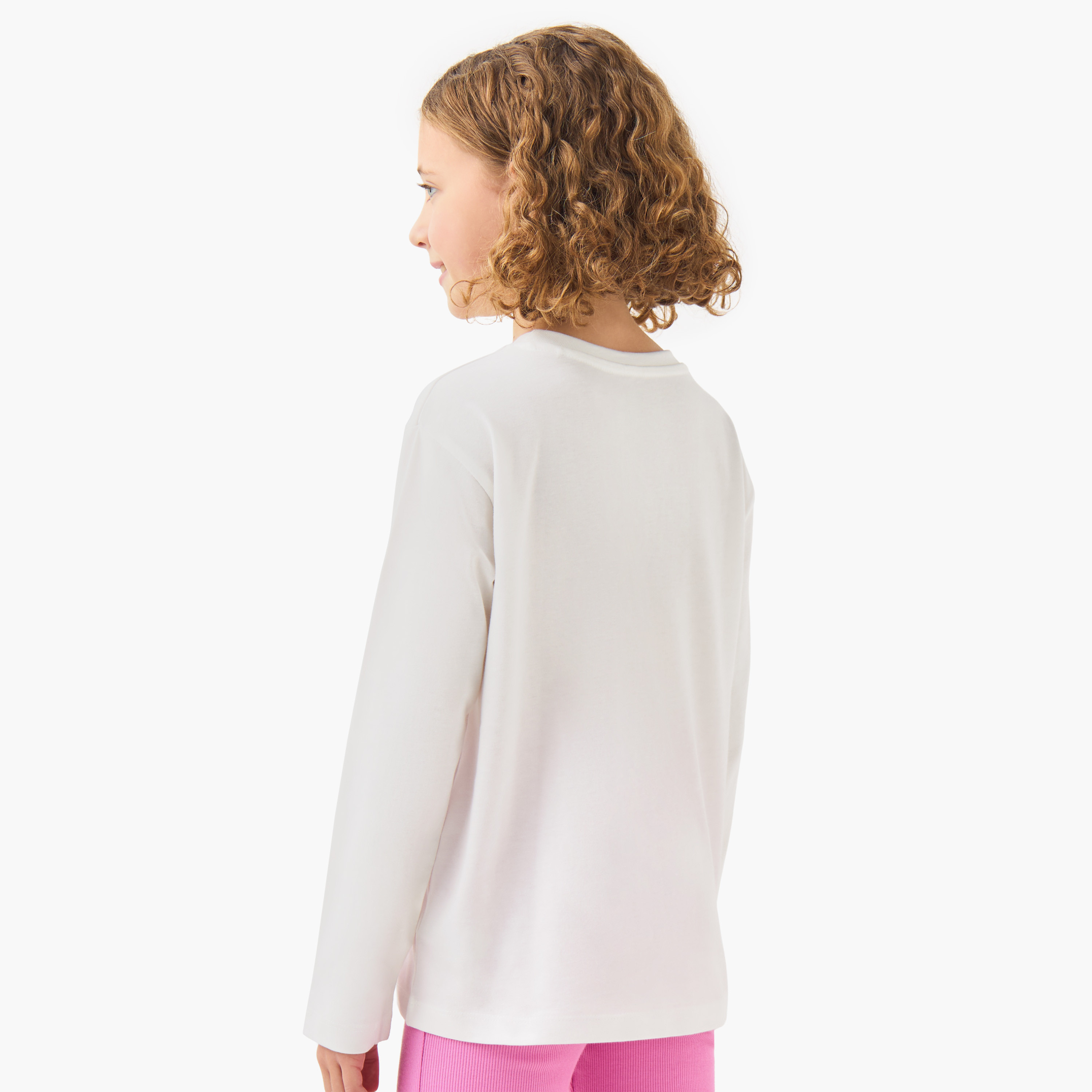 Juniors Girls Crew Neck T-shirt with Graphic Print - Cotton - Long Sleeves-girls-clothing-tshirts-image-3