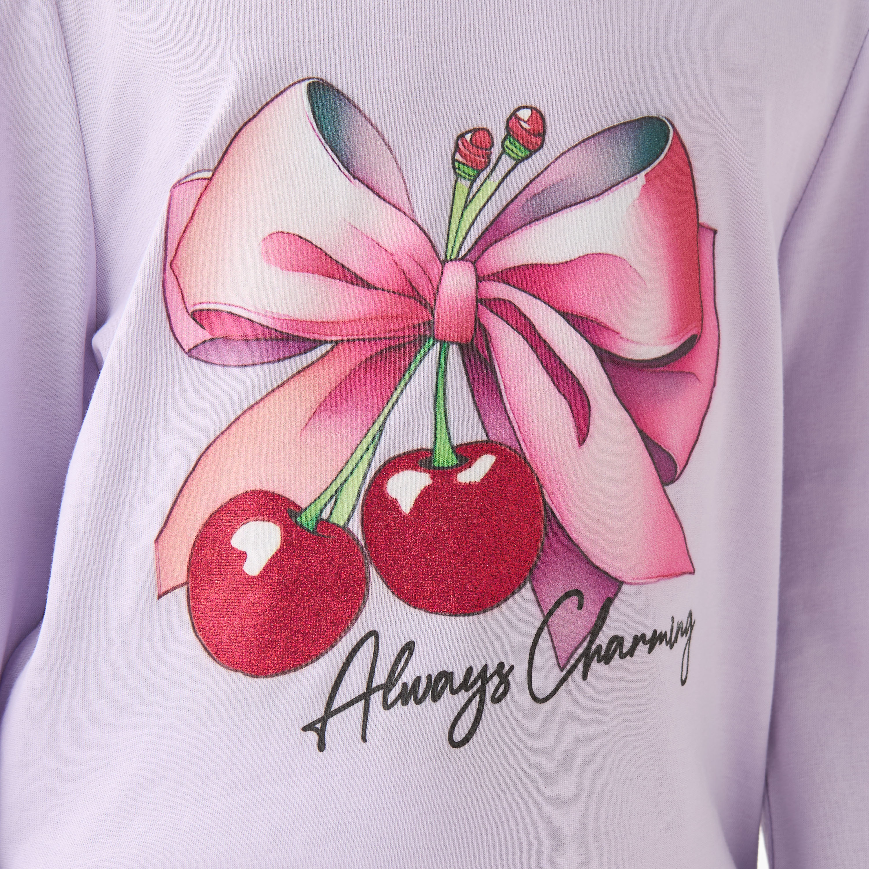 Juniors Girls Crew Neck T-shirt with Graphic Print - Cotton - Long Sleeves-girls-clothing-tshirts-image-5