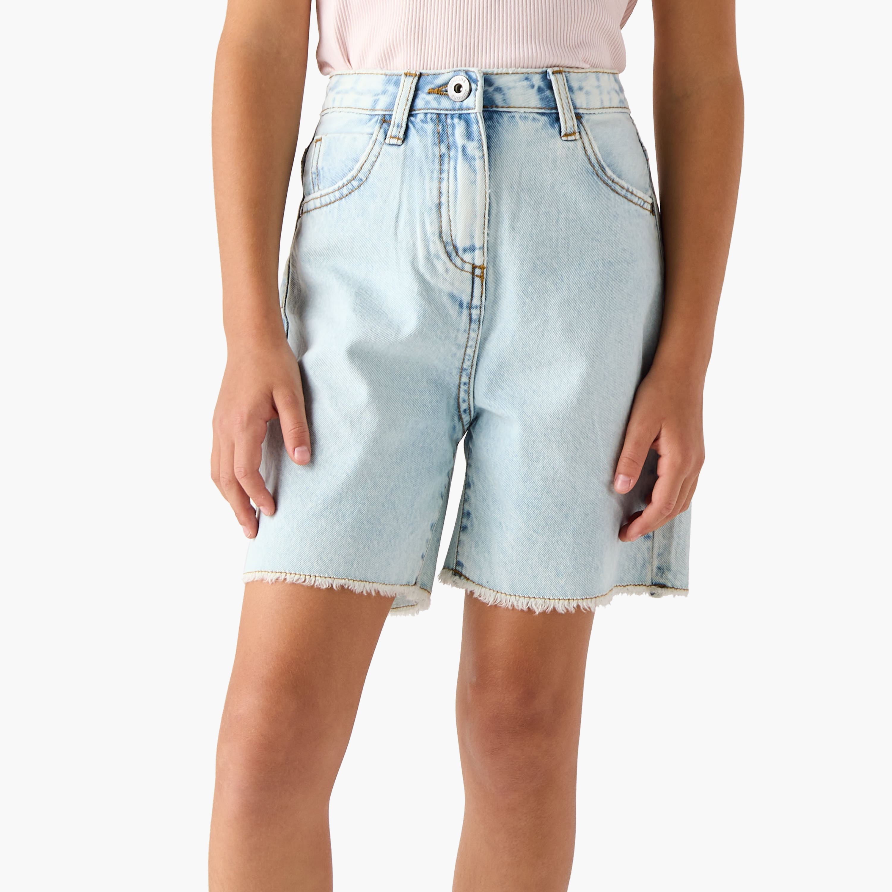 Juniors Girls' Regular Fit Denim Shorts-girls-clothing-bottoms-shorts-image-1