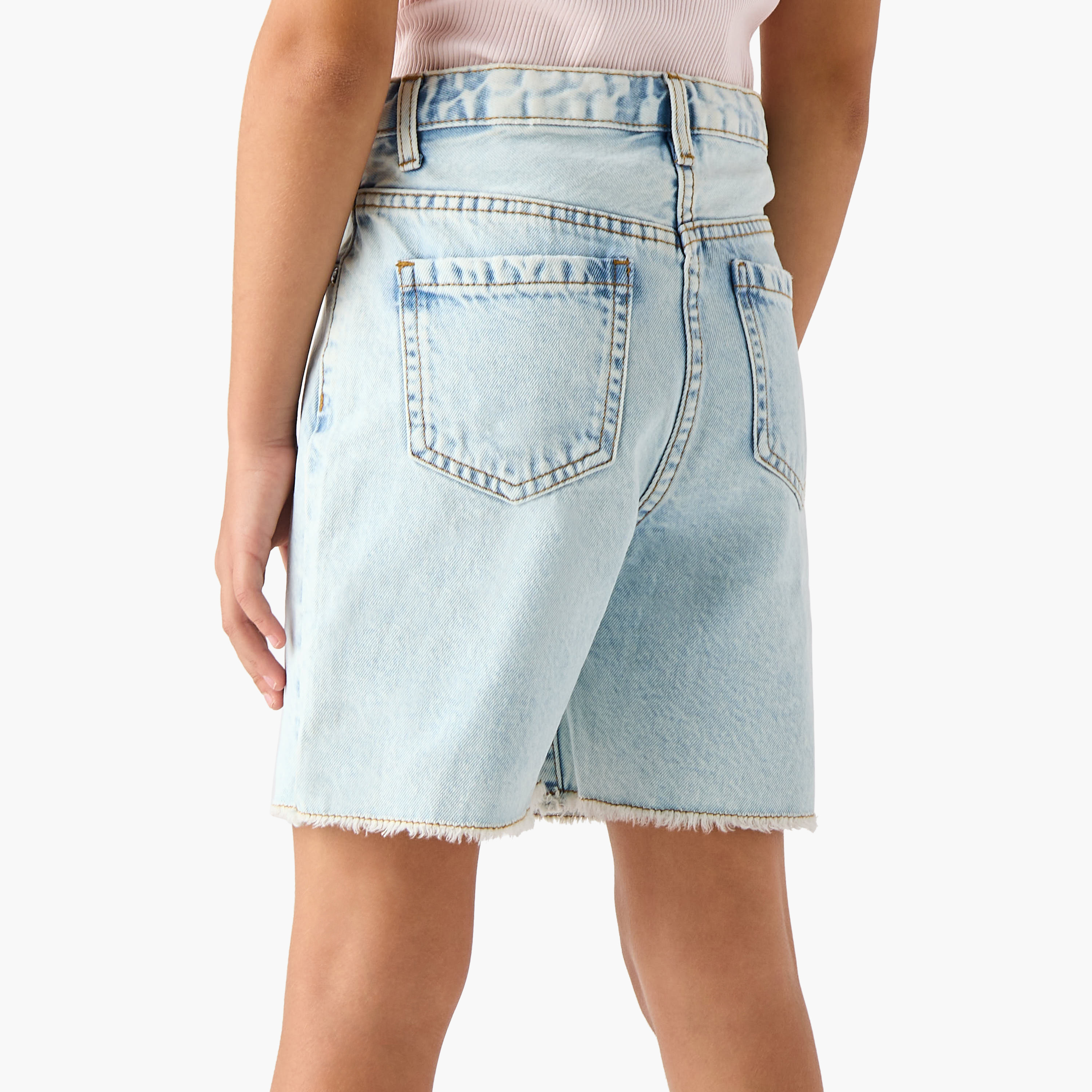 Juniors Girls' Regular Fit Denim Shorts-girls-clothing-bottoms-shorts-image-3