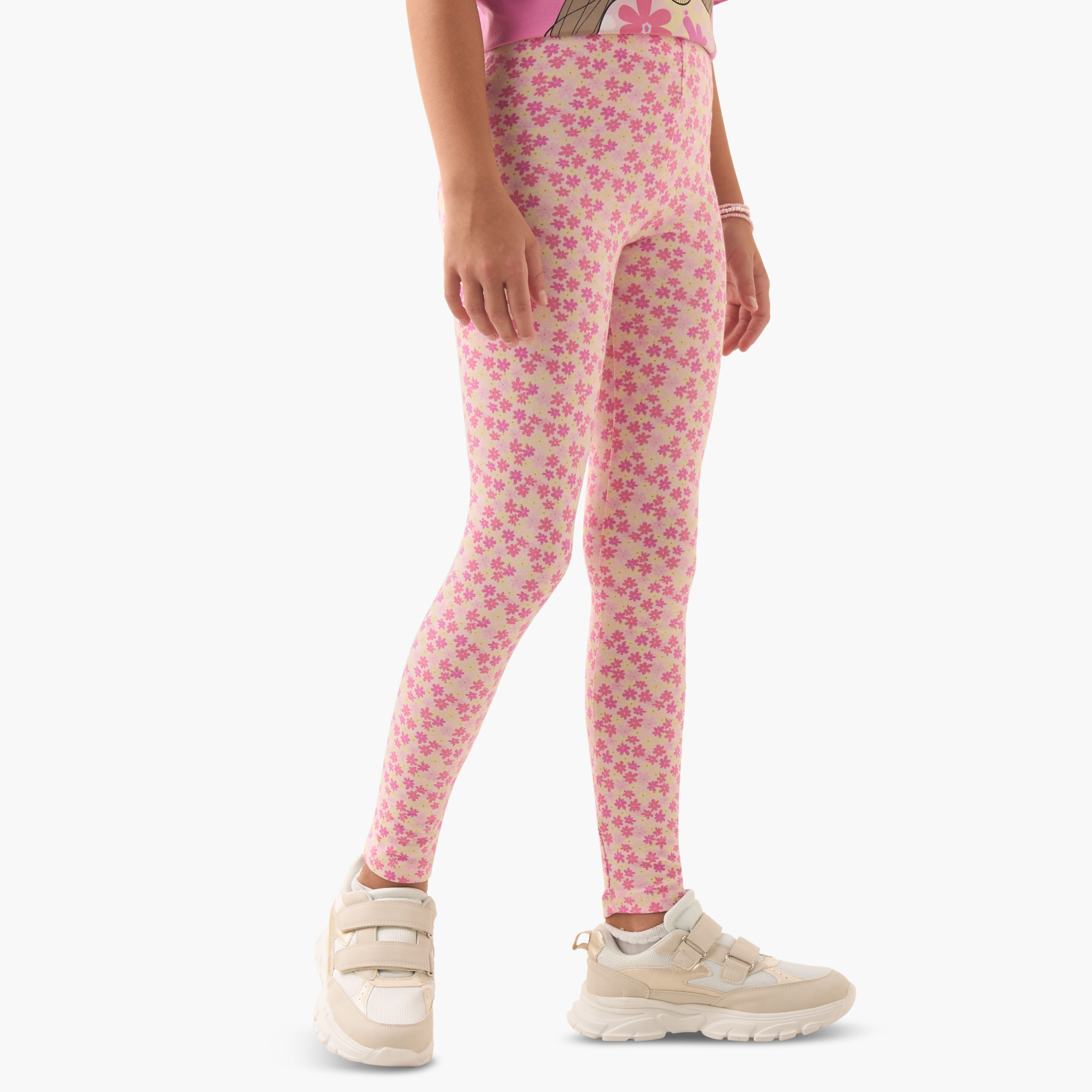 بنطلون ليقنز قطن مطاطي بطبعات زهور للبنات من جونيورز-girls-clothing-bottoms-leggings-image-5