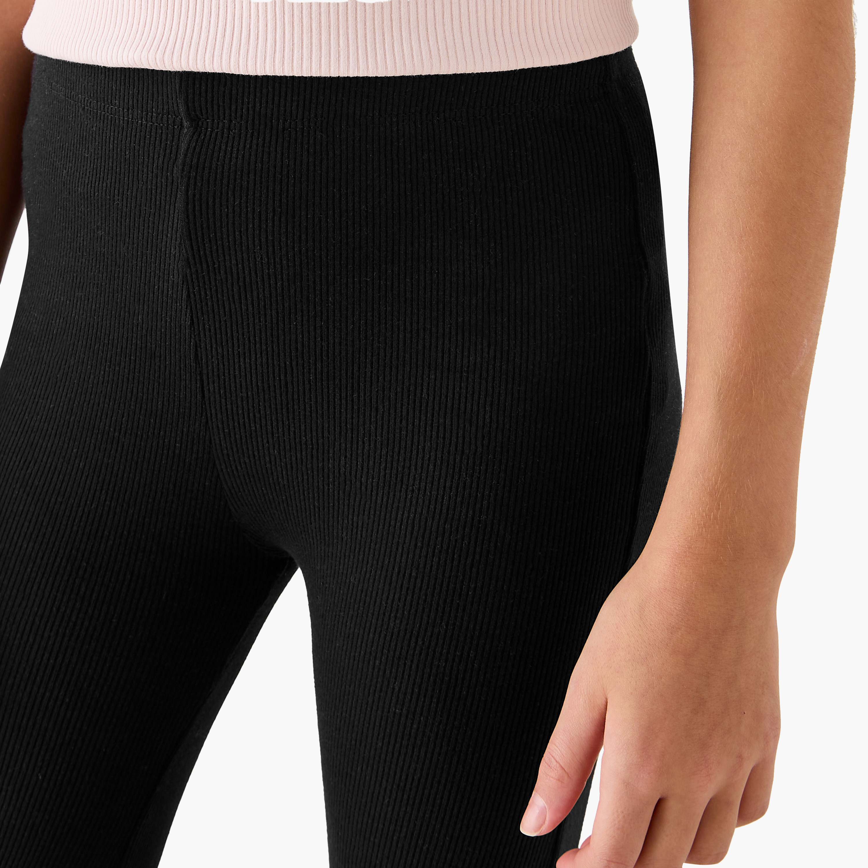 Juniors Ribbed Flared Leggings with Lettuce Hem-girls-clothing-bottoms-leggings-image-4