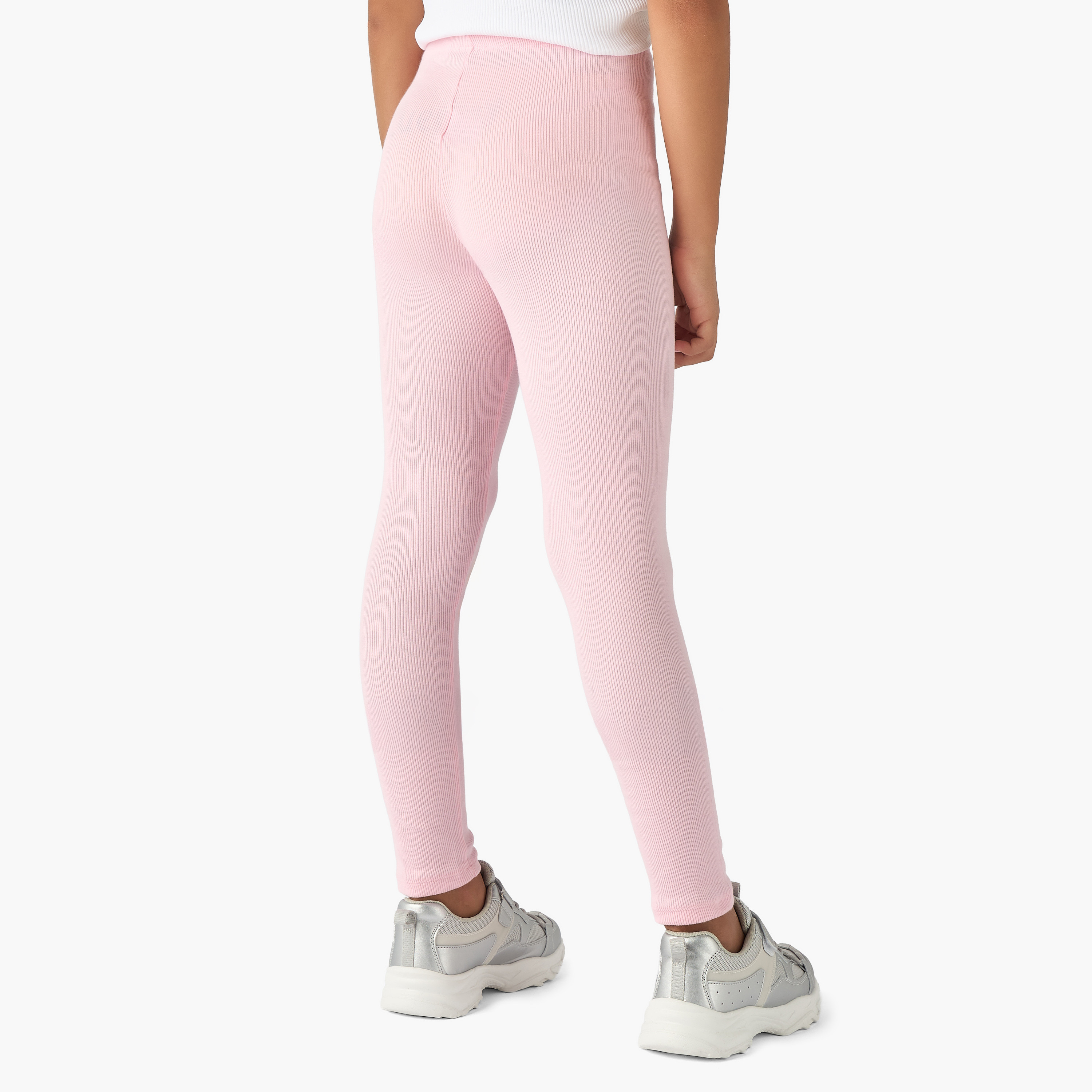 Juniors Ribbed Leggings with Elasticated Waistband-girls-clothing-bottoms-leggings-image-3