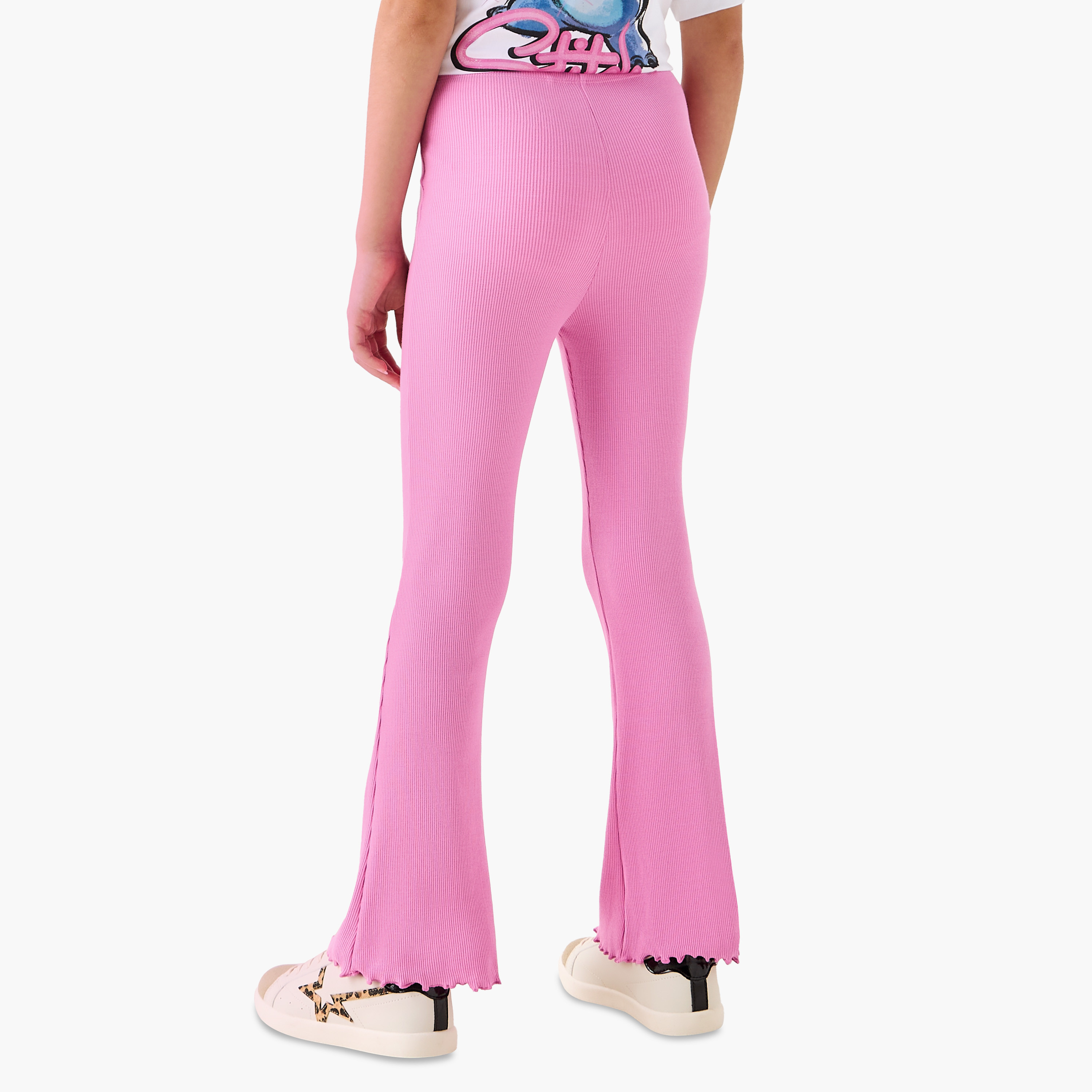 Juniors Ribbed Flared Leggings with Elasticated Waistband-girls-clothing-bottoms-leggings-image-3