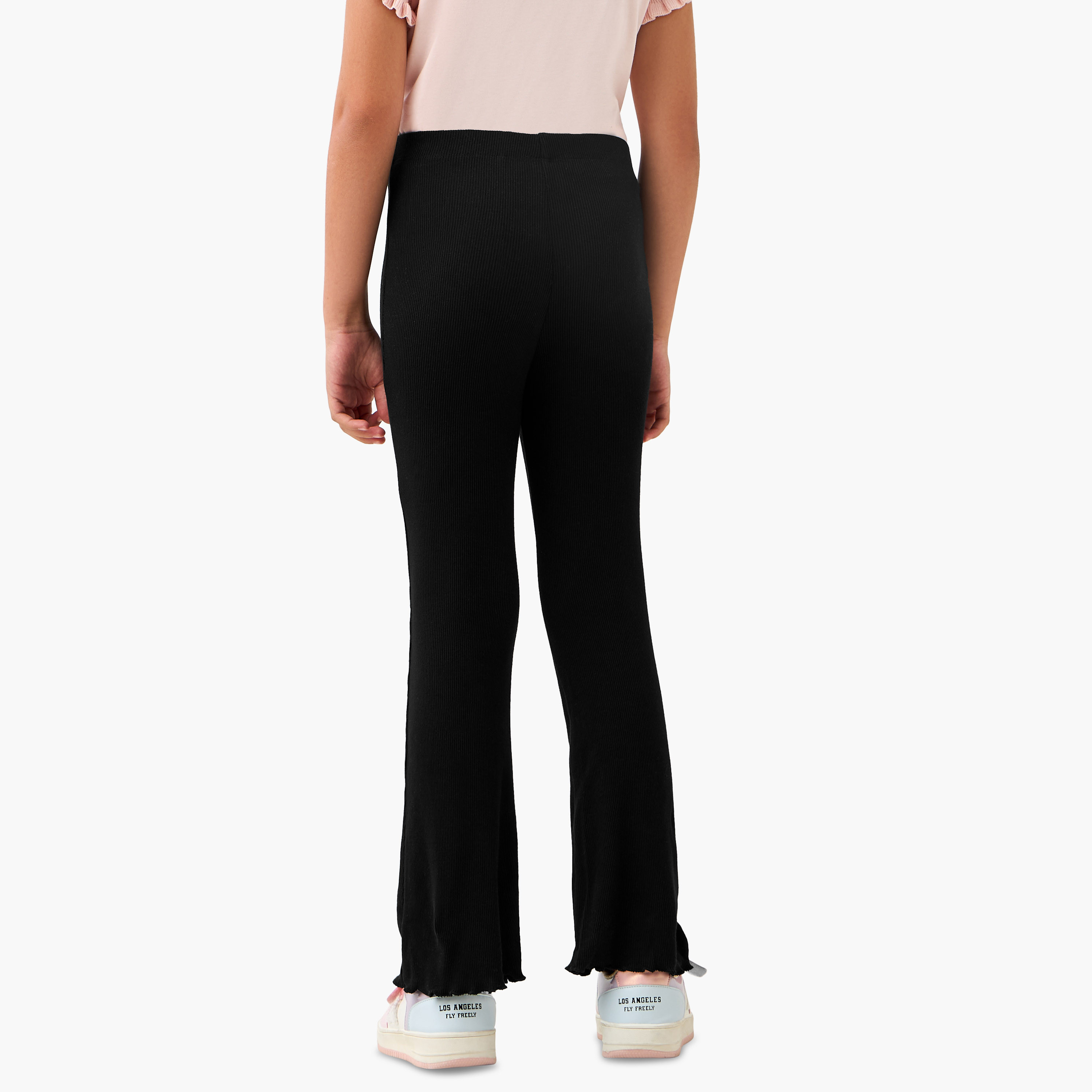 Juniors Ribbed Flared Leggings with Lettuce Hem-girls-clothing-bottoms-leggings-image-3