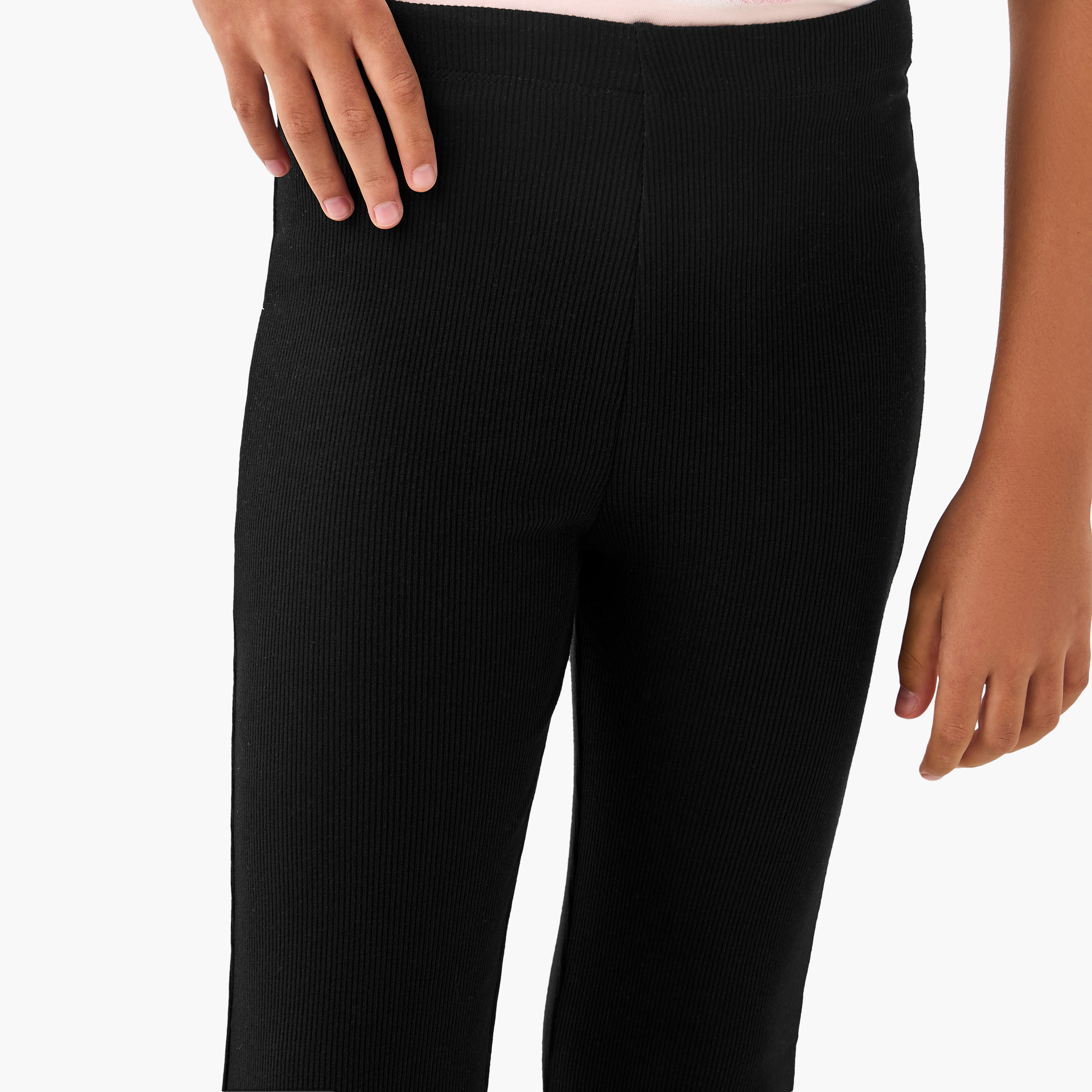 Juniors Ribbed Flared Leggings with Lettuce Hem-girls-clothing-bottoms-leggings-image-4