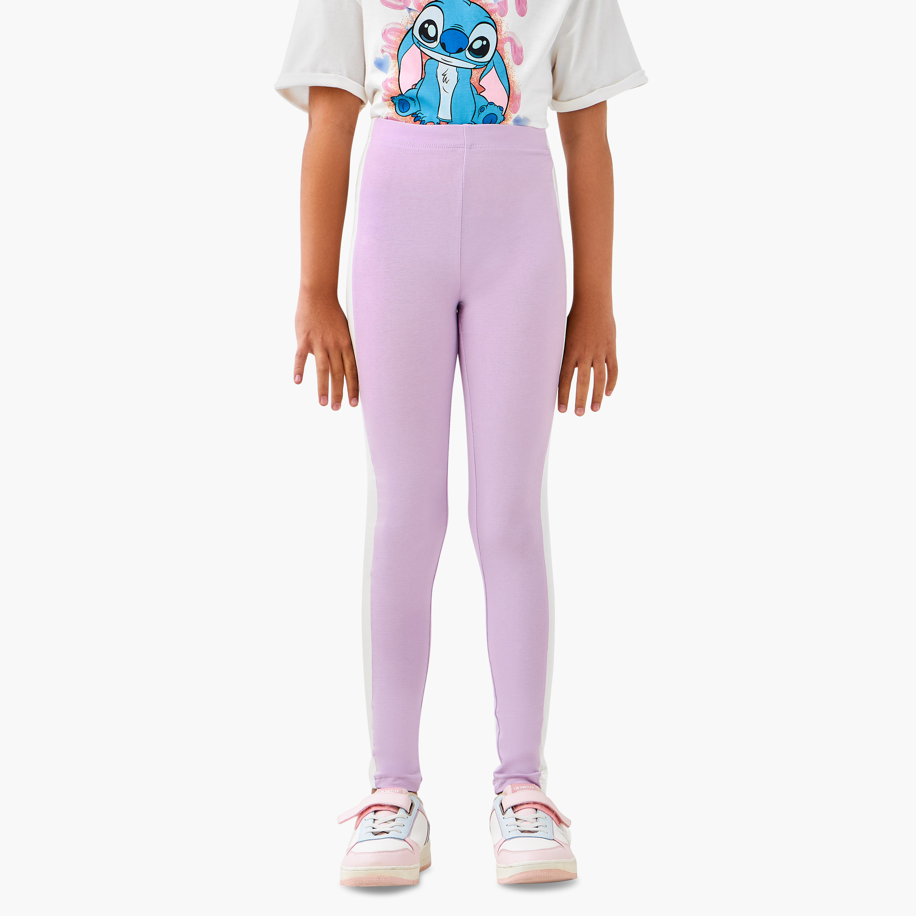 Juniors Solid Leggings with Elasticated Waistband-girls-clothing-bottoms-leggings-image-1