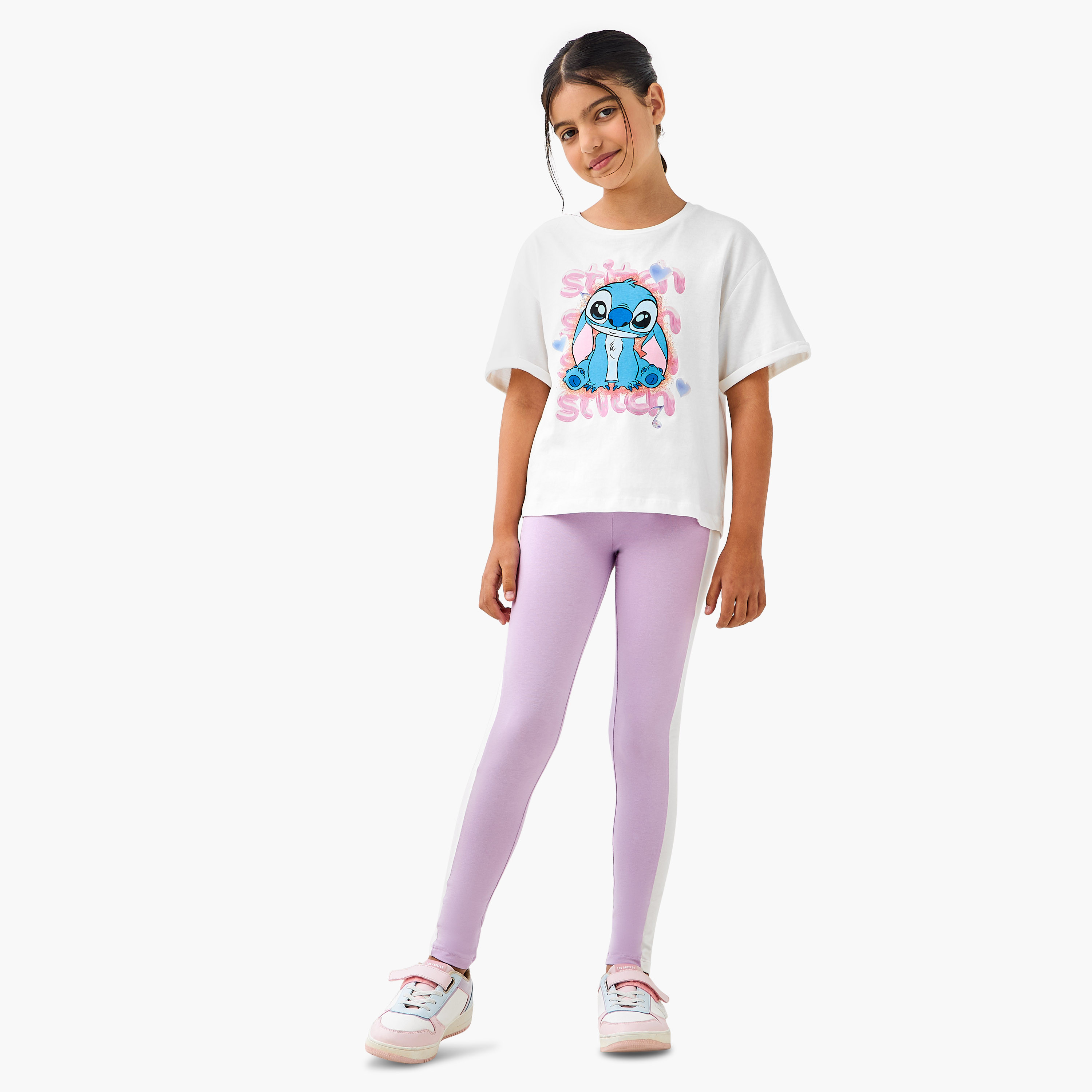 Juniors Solid Leggings with Elasticated Waistband-girls-clothing-bottoms-leggings-image-2