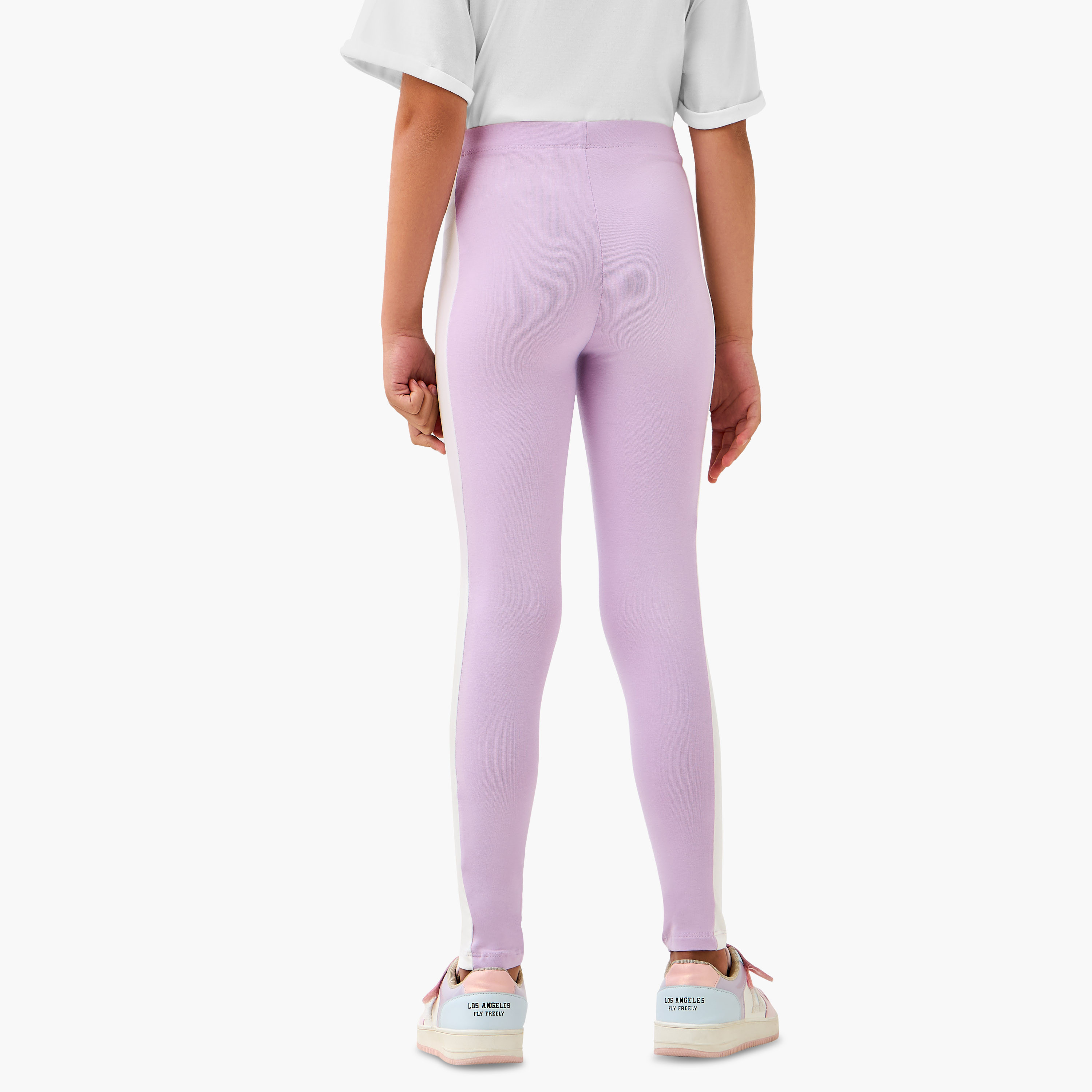 Juniors Solid Leggings with Elasticated Waistband-girls-clothing-bottoms-leggings-image-3