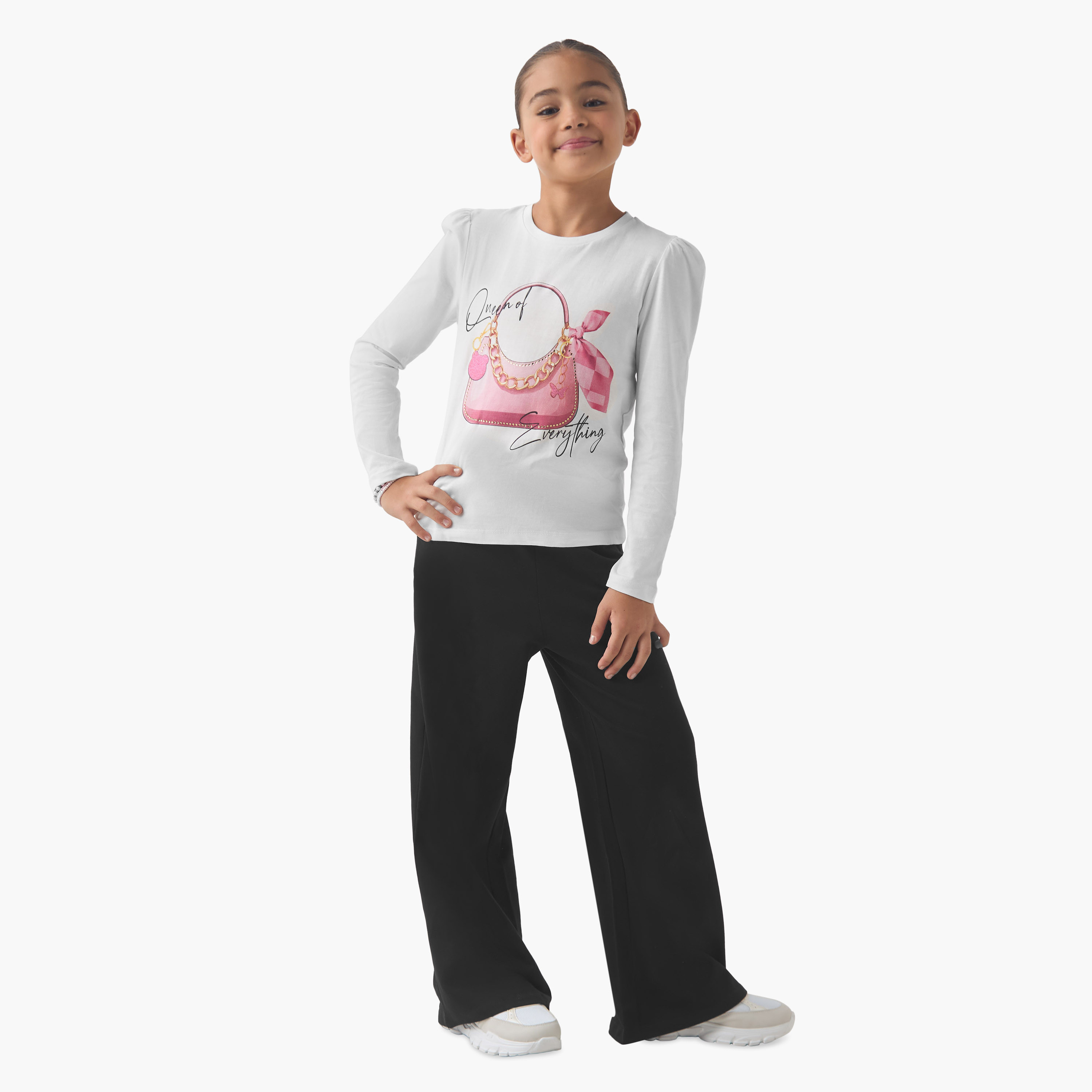 Juniors Girls Wide Leg Track Pants with Pockets - Cotton - Drawstring Waist-girls-clothing-bottoms-joggersandtrackpants-image-2