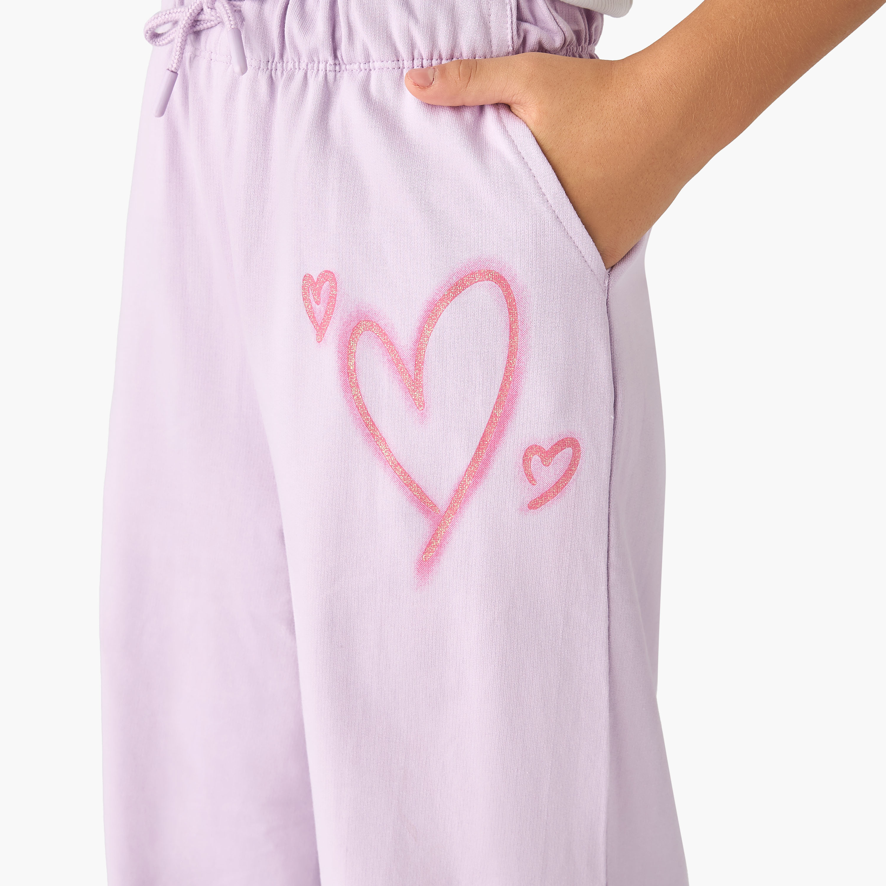 Juniors Heart Print Joggers with Drawstring Closure-girls-clothing-bottoms-joggersandtrackpants-image-4