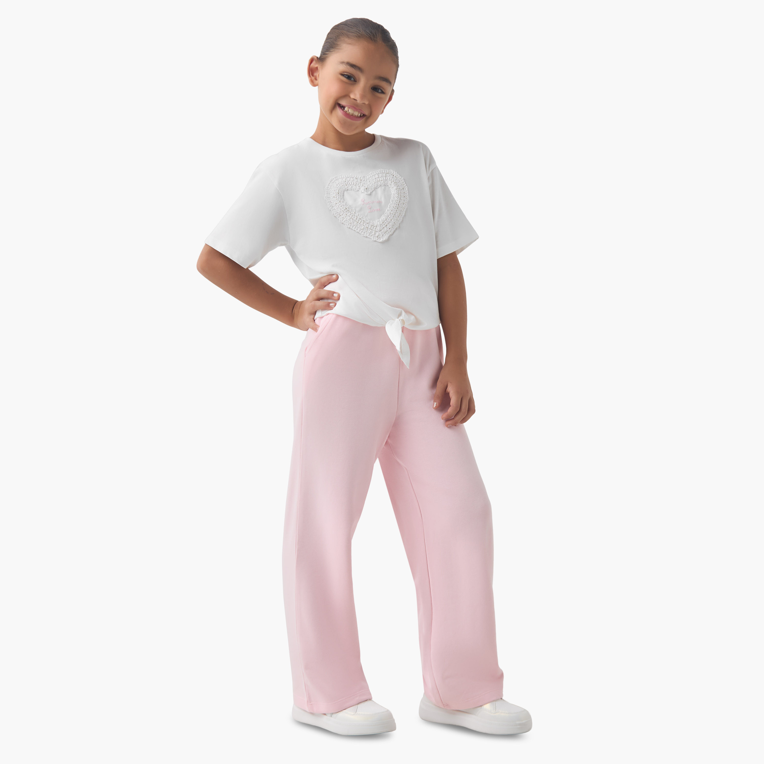 Juniors Girls Wide Leg Track Pants with Pockets - Cotton - Drawstring Waist-girls-clothing-bottoms-joggersandtrackpants-image-2