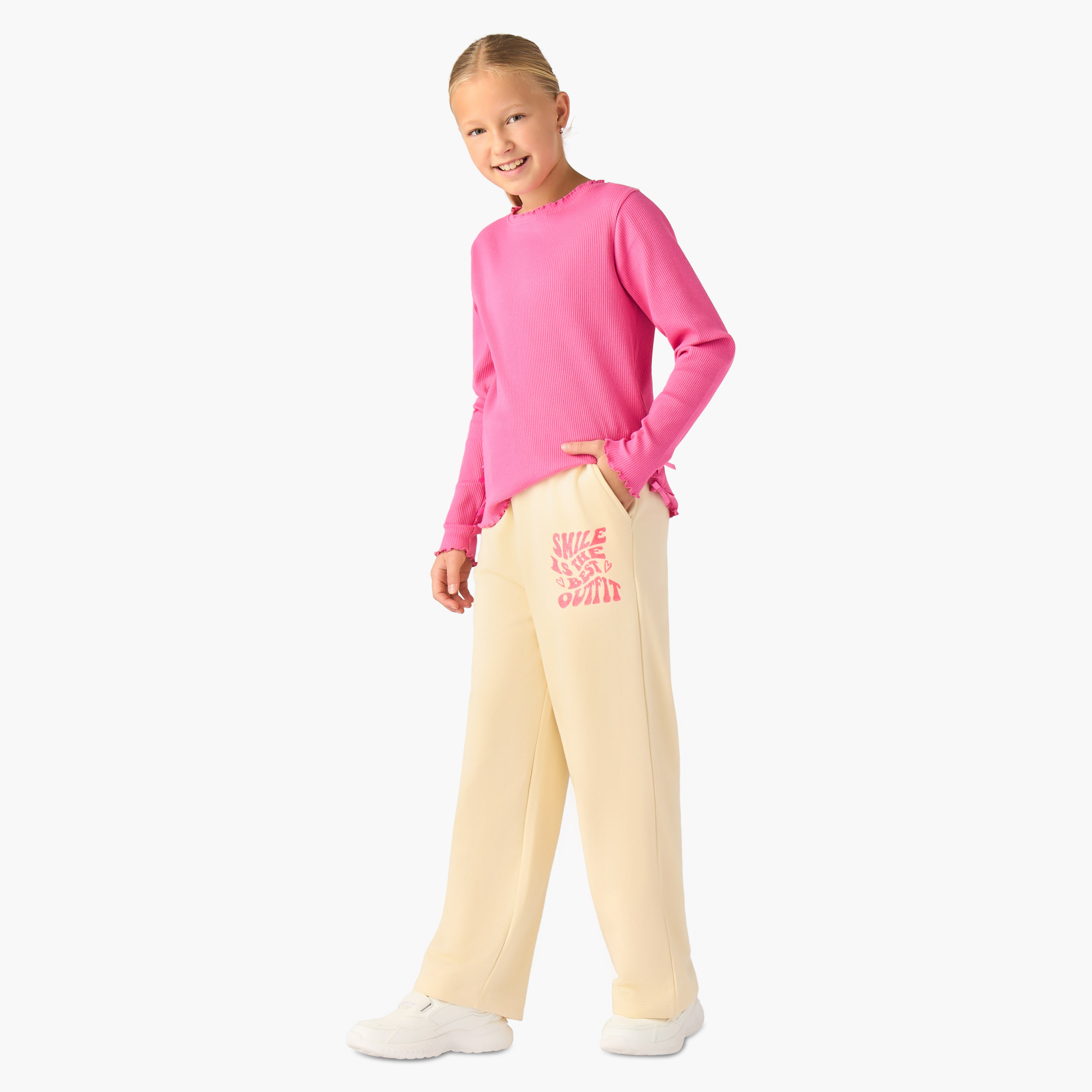 Juniors Girls Track Pants with Print - Cotton-girls-clothing-bottoms-joggersandtrackpants-image-2
