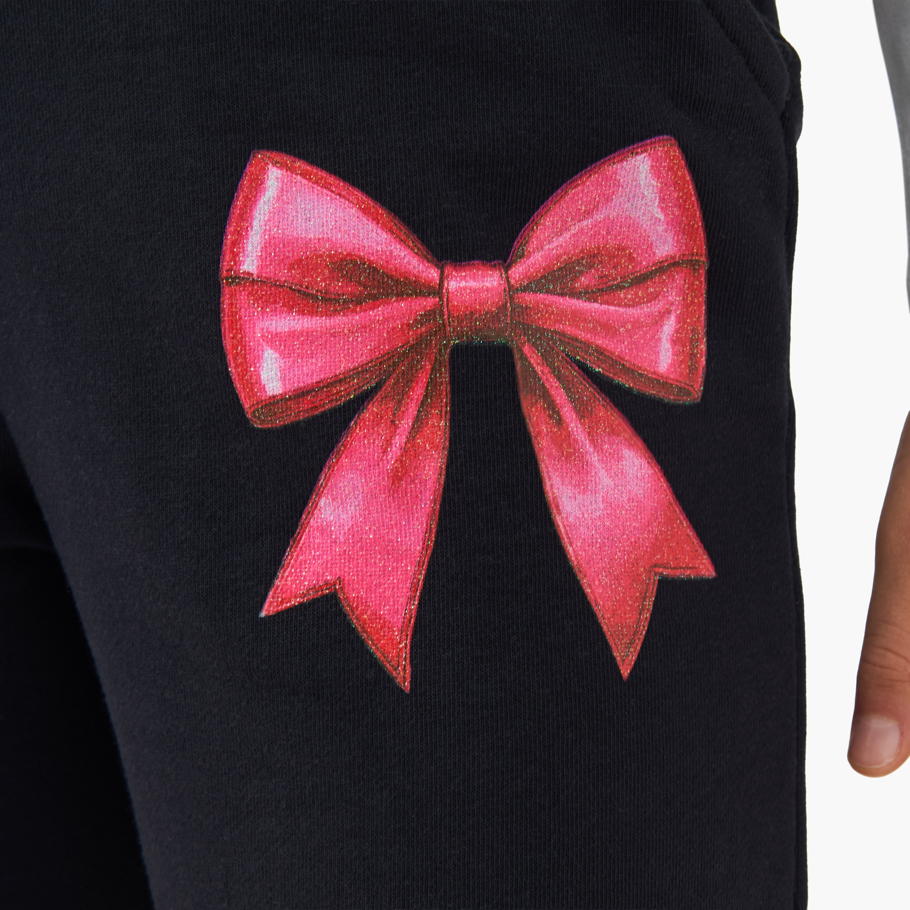 Juniors Girls Track Pants with Bow Print - Cotton-girls-clothing-bottoms-joggersandtrackpants-image-5