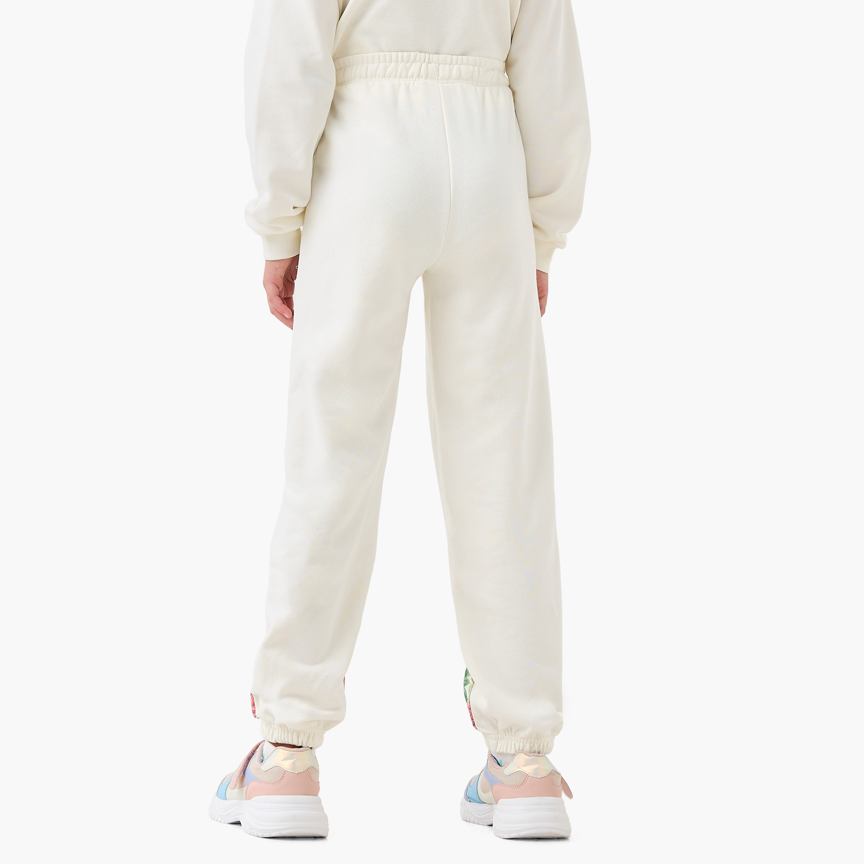 Juniors Girls Joggers with Floral Print - Cotton - Elasticated Drawstring-girls-clothing-bottoms-joggersandtrackpants-image-3