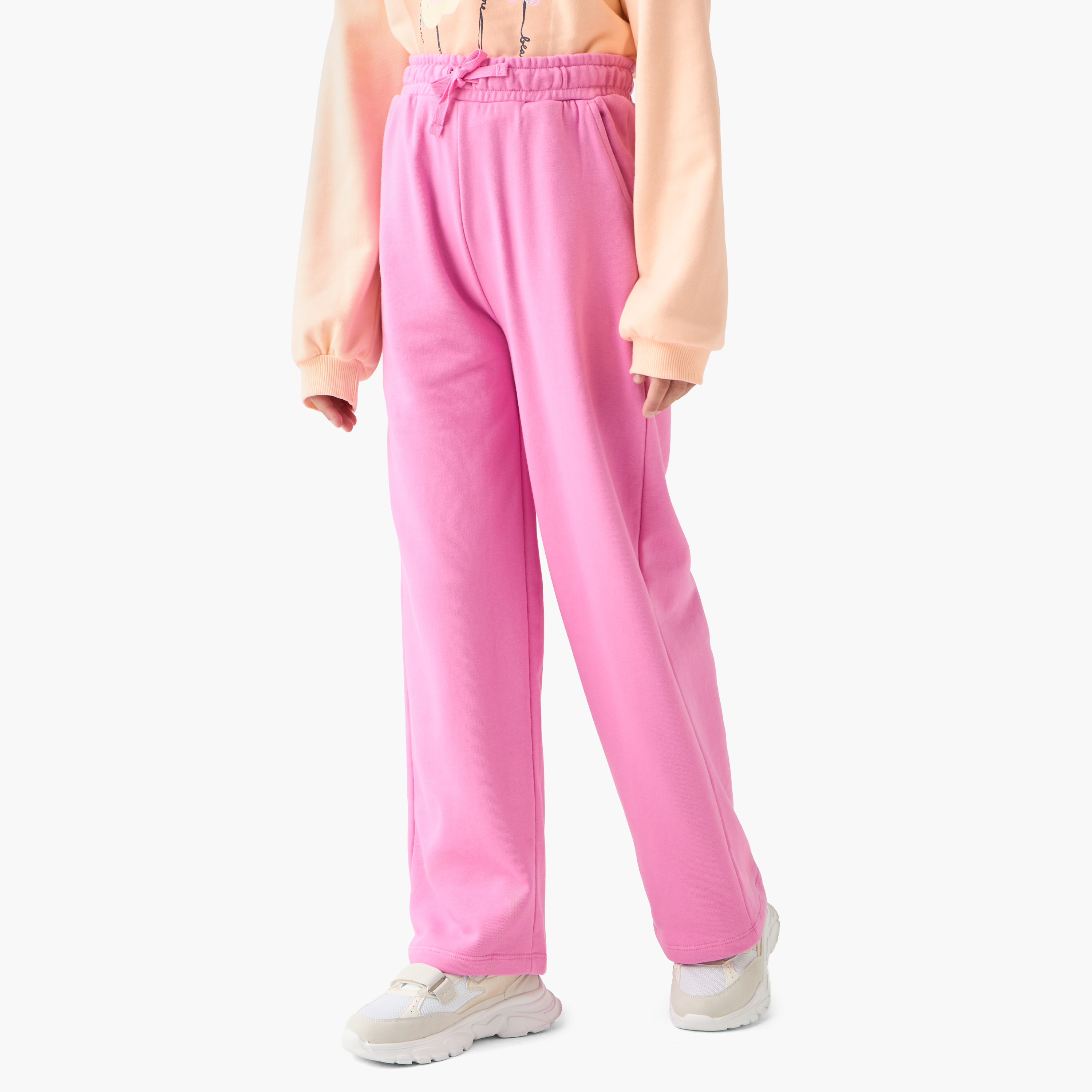 Juniors Girls Wide Leg Track Pants with Pockets - Cotton - Elastic Waist-girls-clothing-bottoms-joggersandtrackpants-image-1