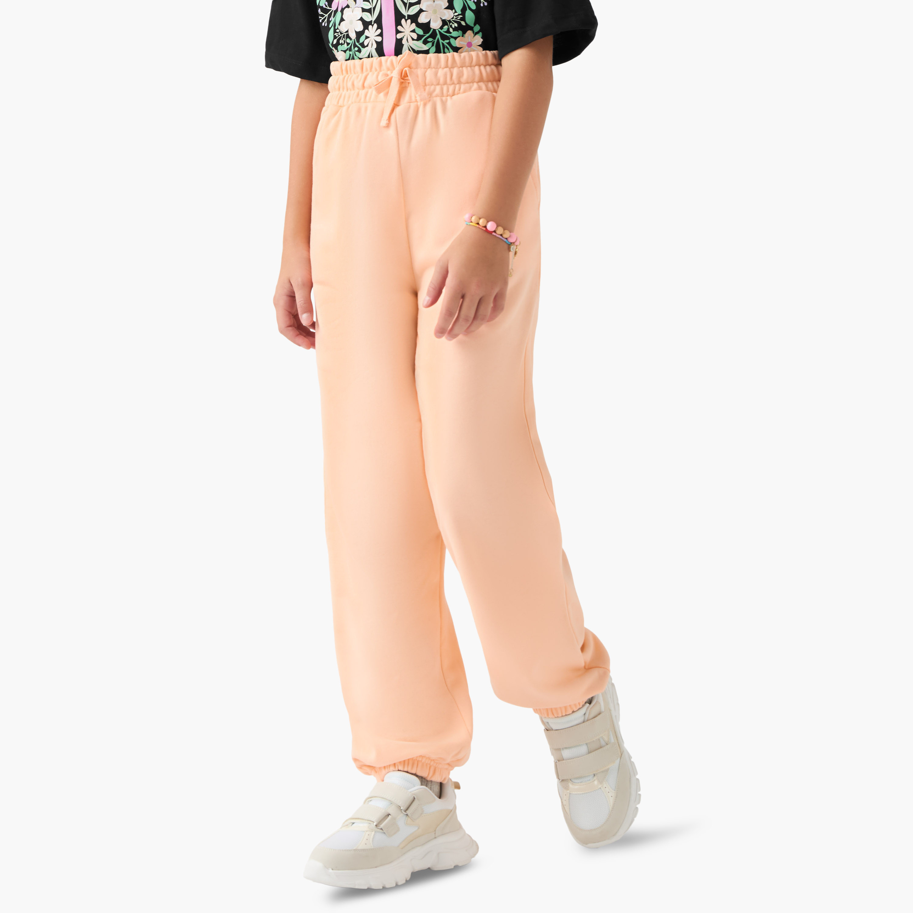 بنطلون رياضي قطن للبنات بجيوب وخصر برباط من جونيورز-girls-clothing-bottoms-joggersandtrackpants-image-5