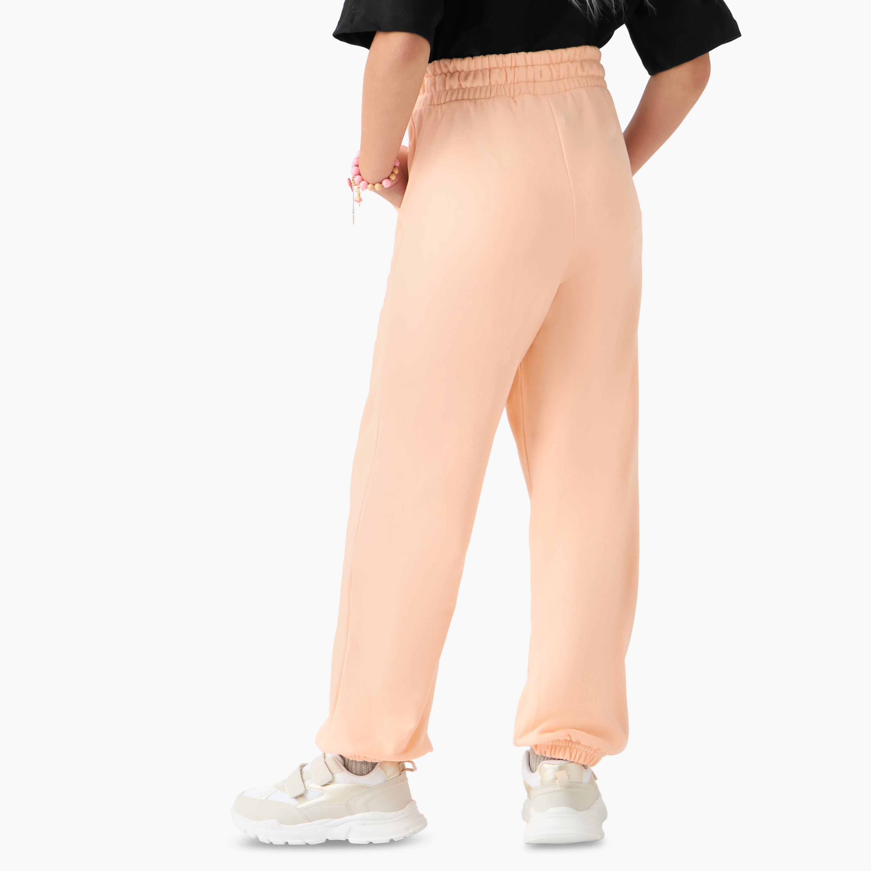 بنطلون رياضي قطن للبنات بجيوب وخصر برباط من جونيورز-girls-clothing-bottoms-joggersandtrackpants-image-3