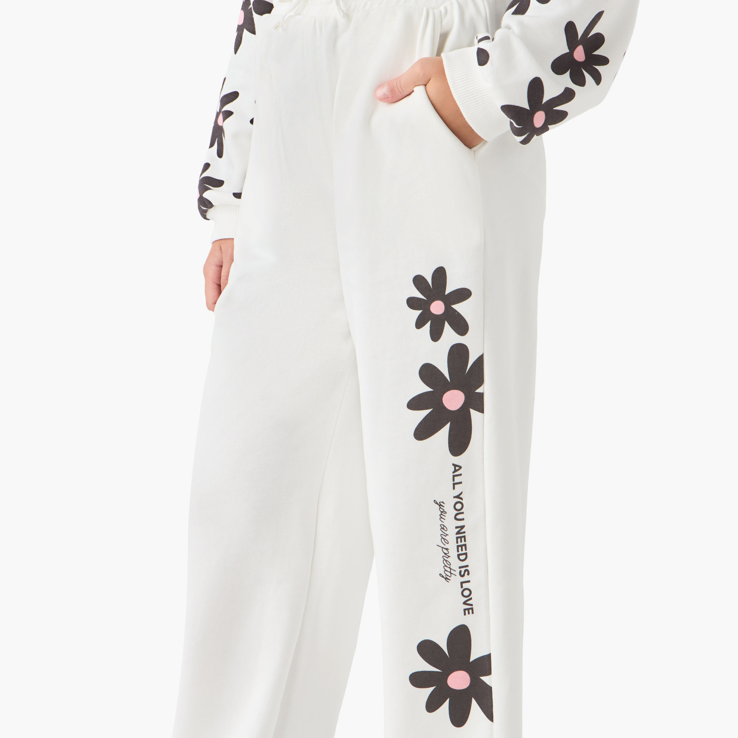 Juniors Girls Track Pants with Floral Print - Cotton - Drawstring Waist-girls-clothing-bottoms-joggersandtrackpants-image-4