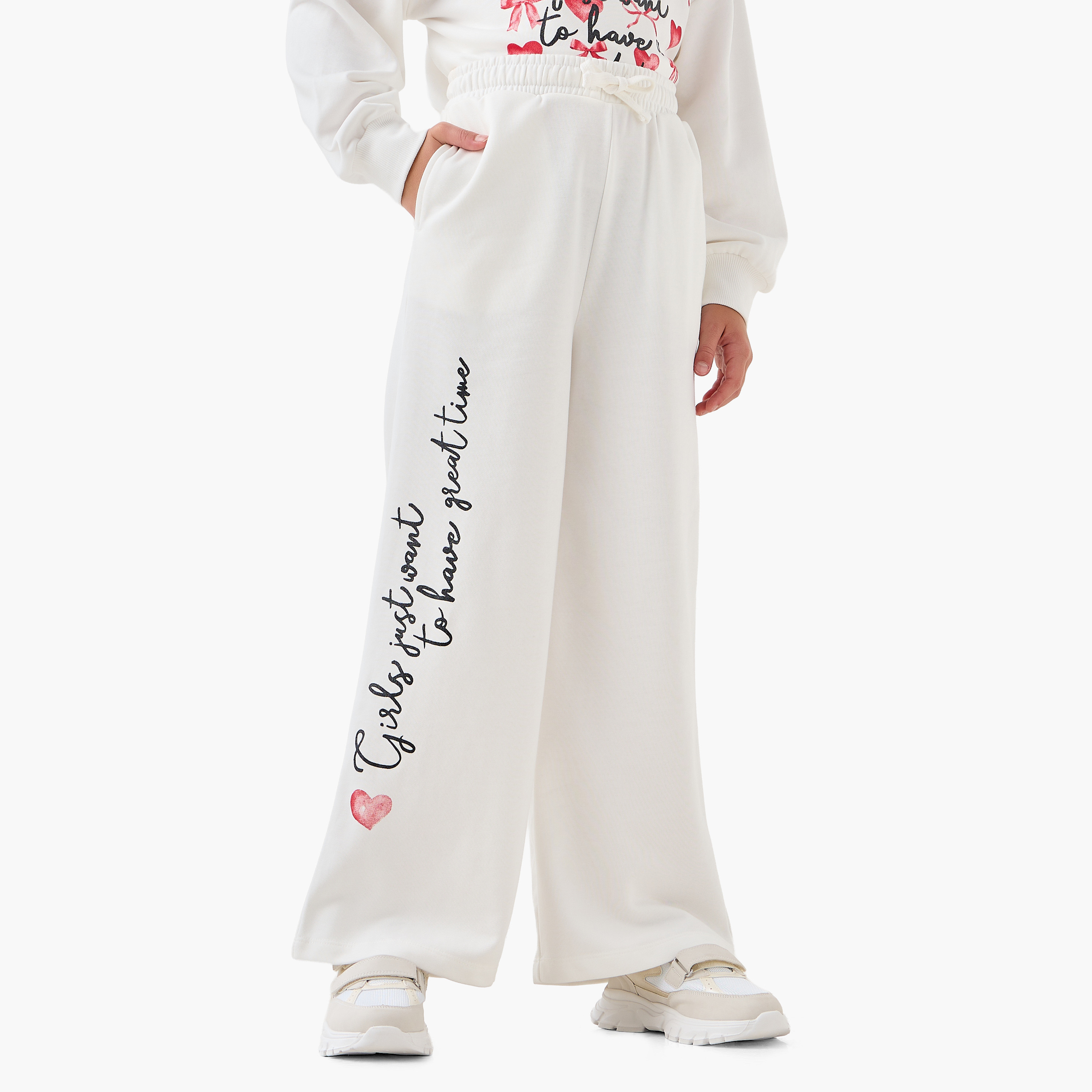 Juniors Girls Track Pants with Pockets - Cotton - Elasticated Drawstring-girls-clothing-bottoms-joggersandtrackpants-image-1