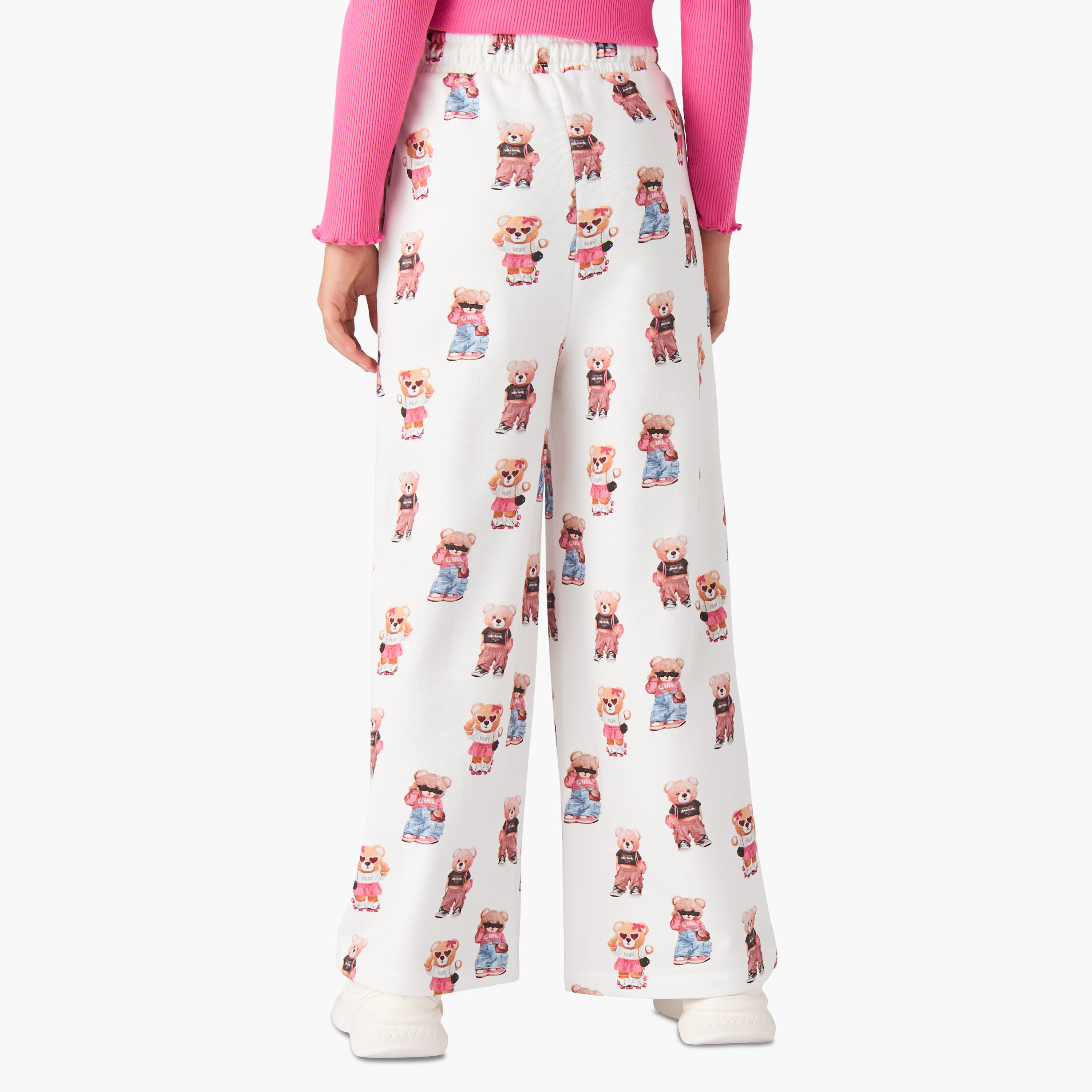 Juniors Girls Track Pants with Bear Print - Cotton-girls-clothing-bottoms-joggersandtrackpants-image-3