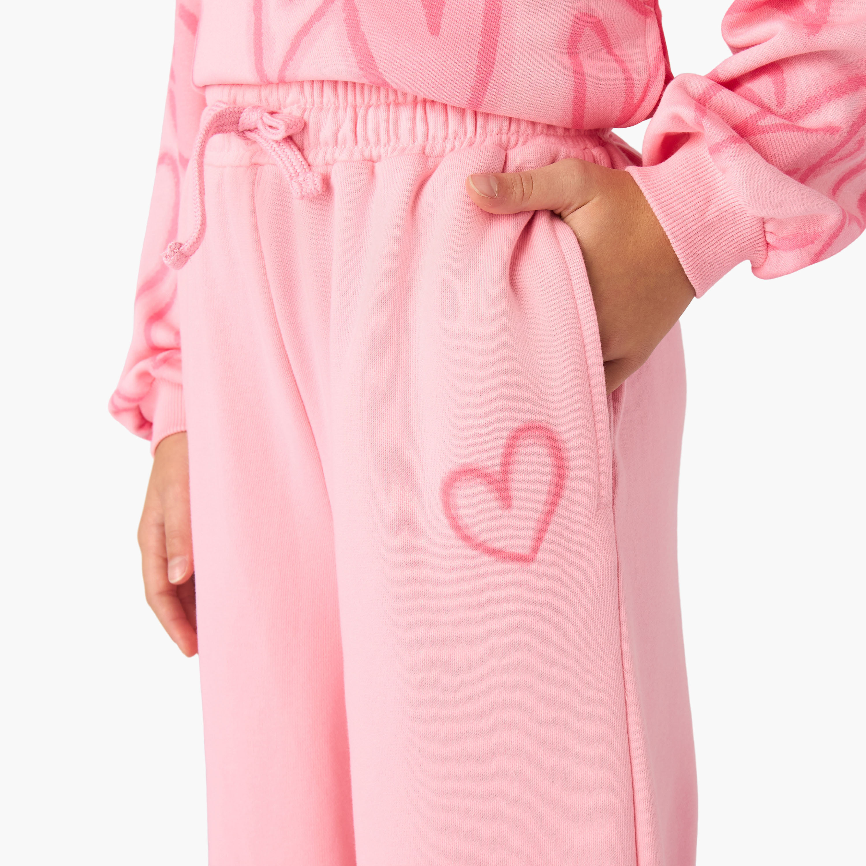 Juniors Girls Track Pants with Heart Print - Cotton-girls-clothing-bottoms-joggersandtrackpants-image-4