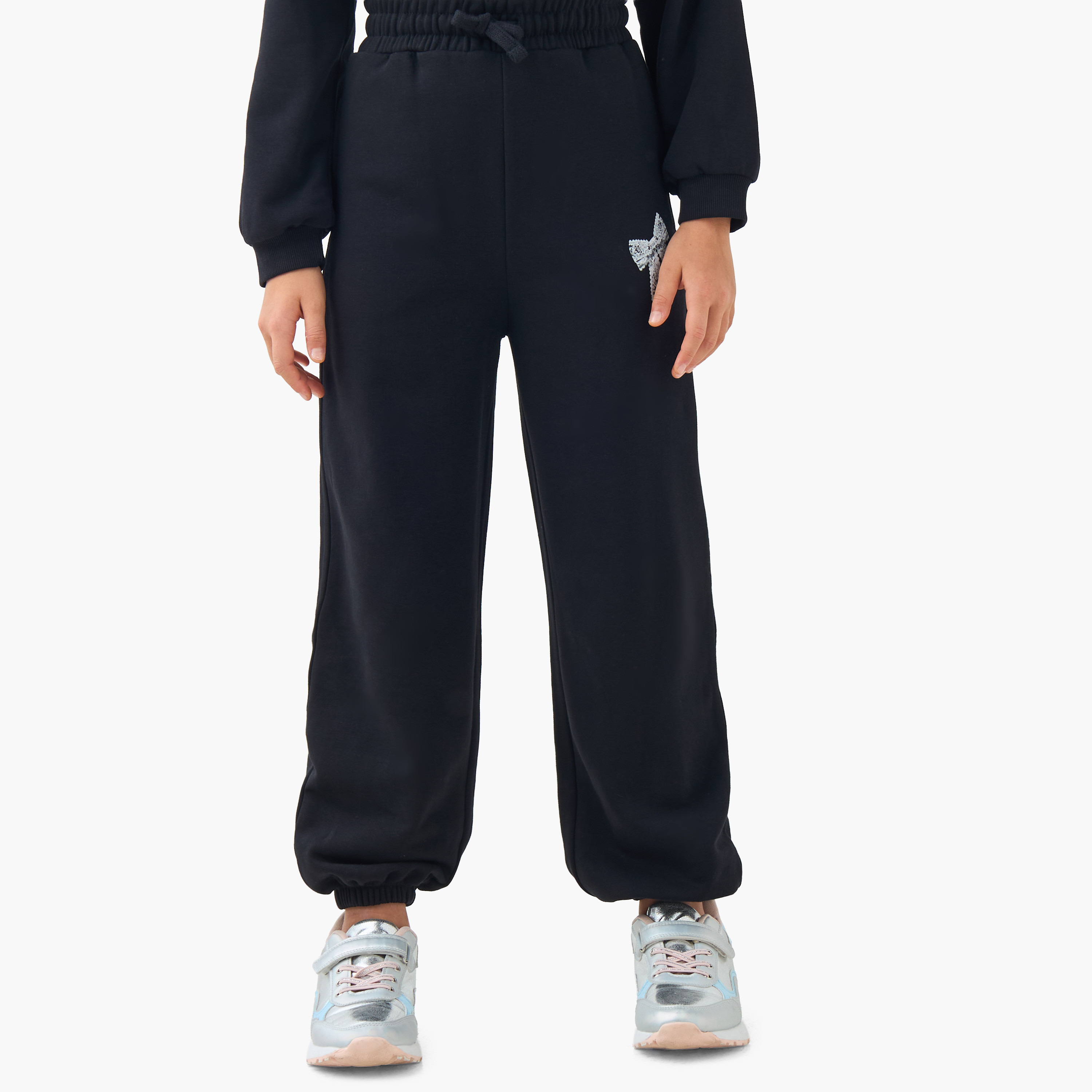 Juniors Girls Joggers with Bow Print - Cotton - Drawstring Waist-girls-clothing-bottoms-joggersandtrackpants-image-1
