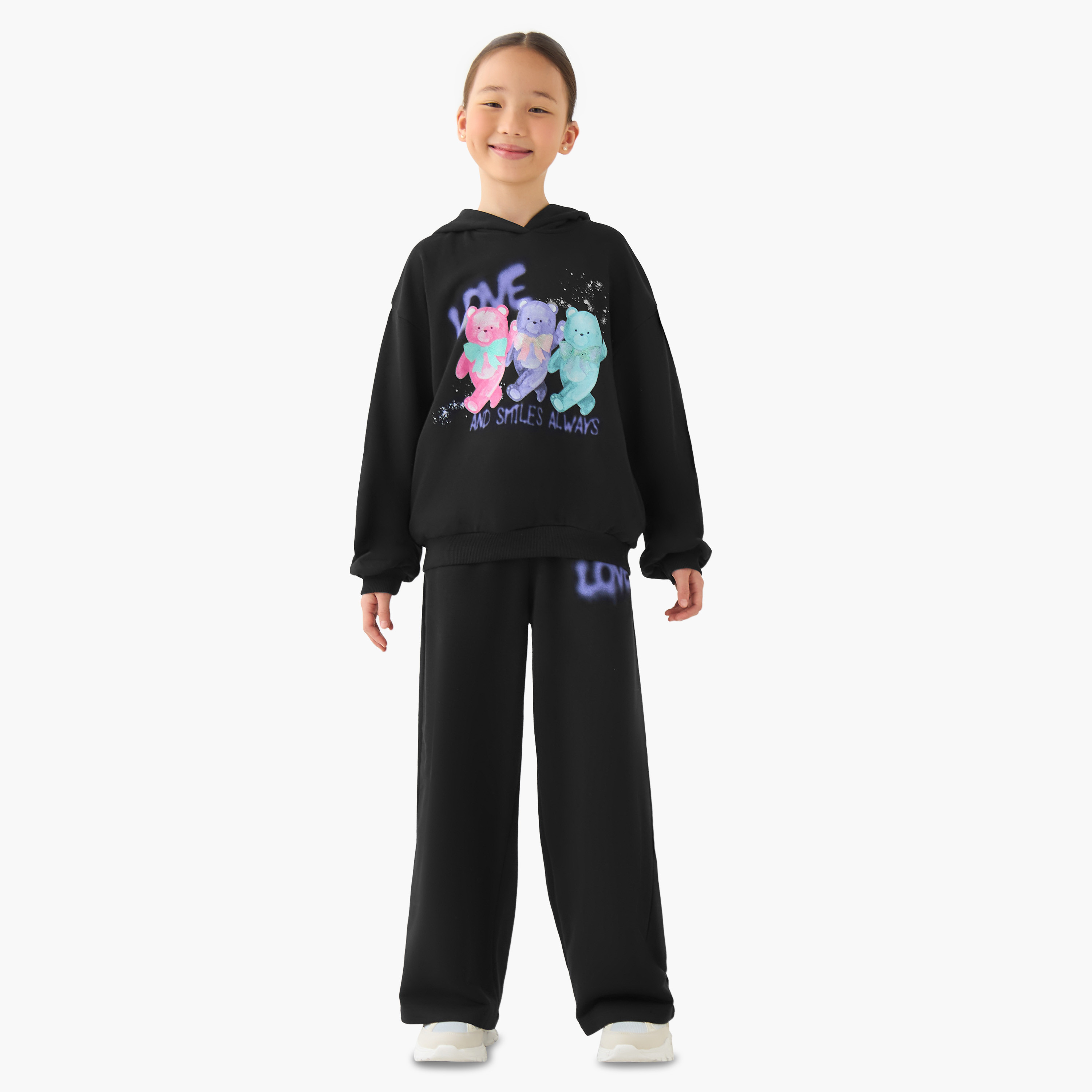 Juniors Girls Track Pants with Slogan Print - Cotton - Drawstring Waist-girls-clothing-bottoms-joggersandtrackpants-image-2