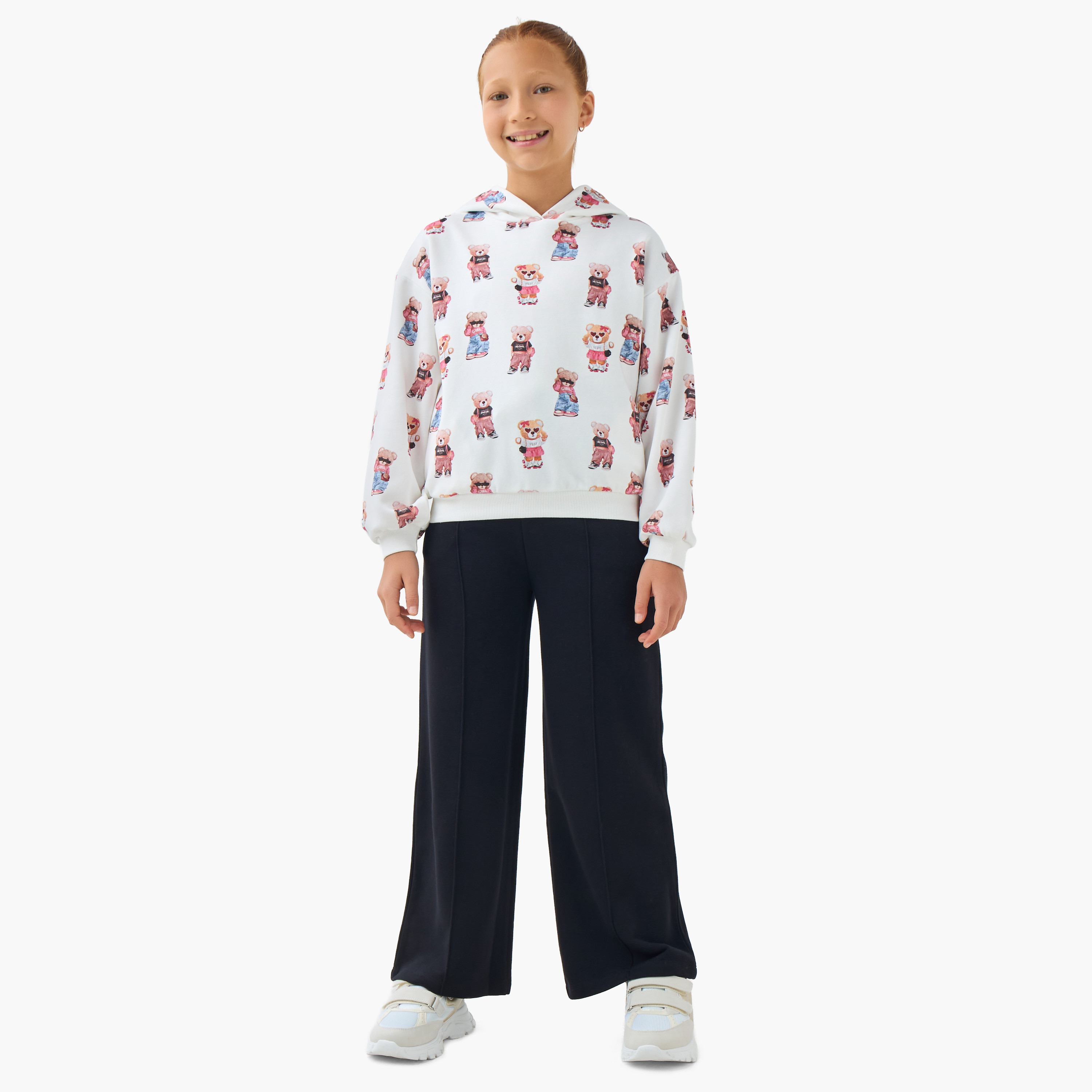 Juniors Girls Wide Leg Track Pants with Pockets - Cotton - Drawstring Waist-girls-clothing-bottoms-joggersandtrackpants-image-2