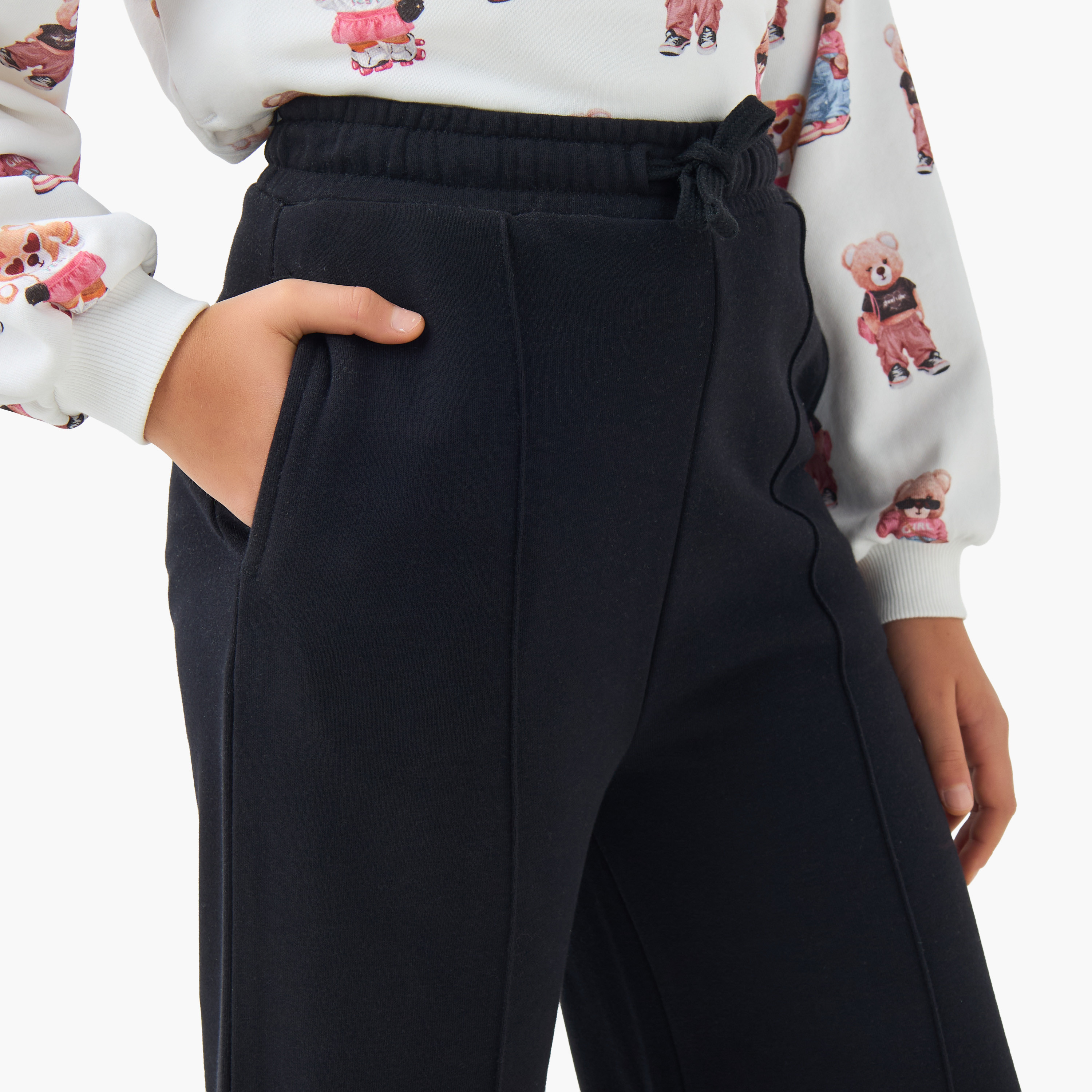 Juniors Girls Wide Leg Track Pants with Pockets - Cotton - Drawstring Waist-girls-clothing-bottoms-joggersandtrackpants-image-4