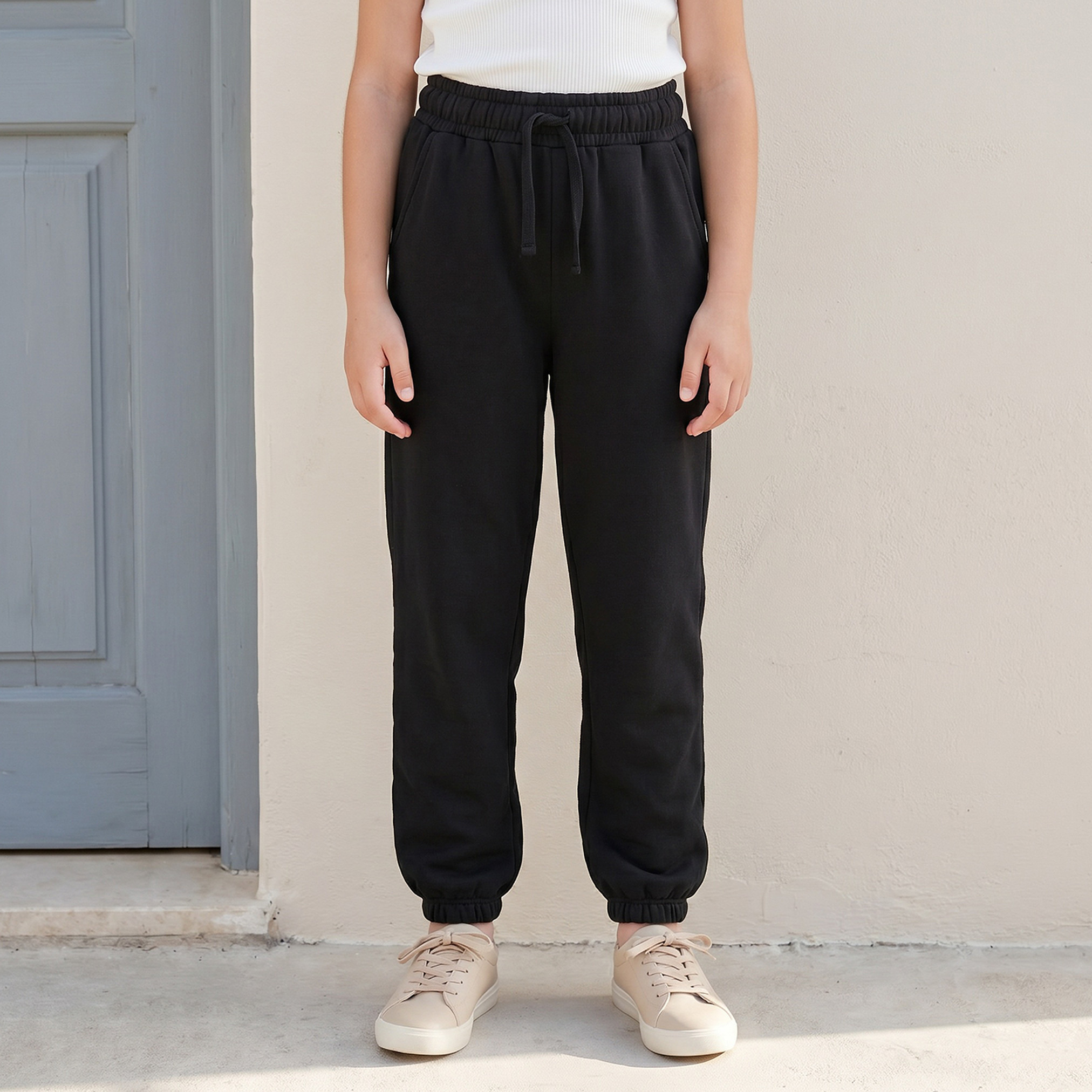 Juniors Elasticated Drawstring Joggers with Pockets-girls-clothing-bottoms-joggersandtrackpants-image-1