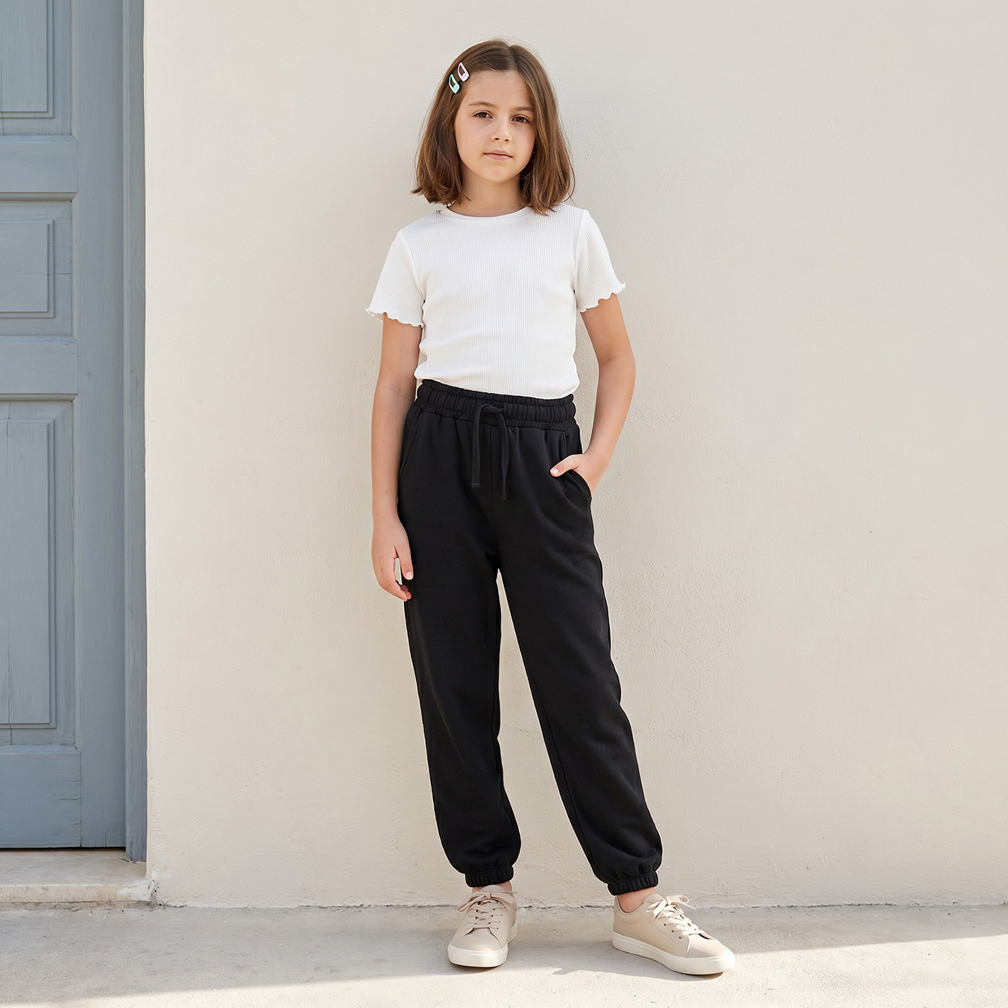 Juniors Elasticated Drawstring Joggers with Pockets-girls-clothing-bottoms-joggersandtrackpants-image-5