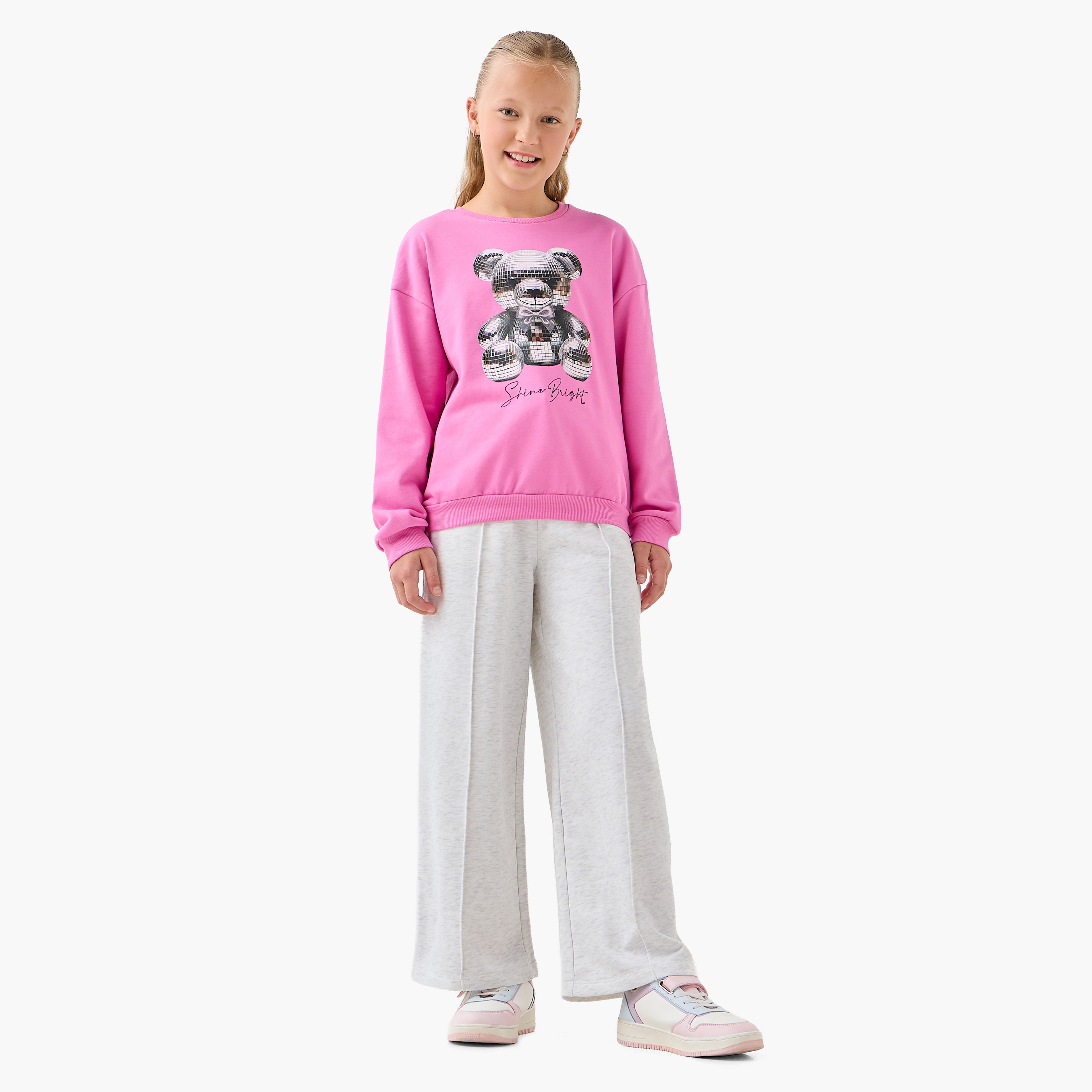 Juniors Girls Track Pants with Panel Detail - Cotton - Elasticated Drawstring-girls-clothing-bottoms-joggersandtrackpants-image-2