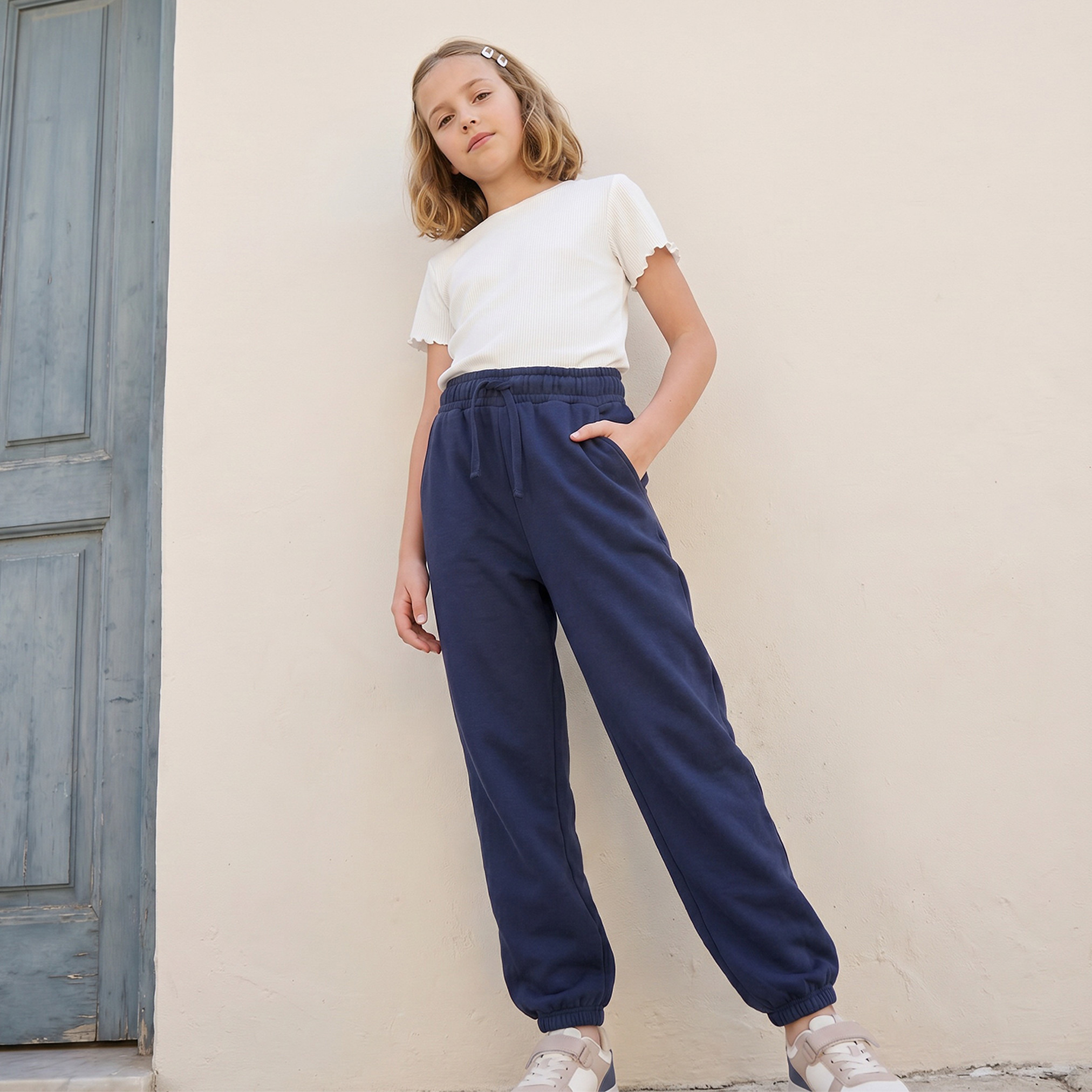 Juniors Drawstring Waist Joggers with Pockets-girls-clothing-bottoms-joggersandtrackpants-image-2