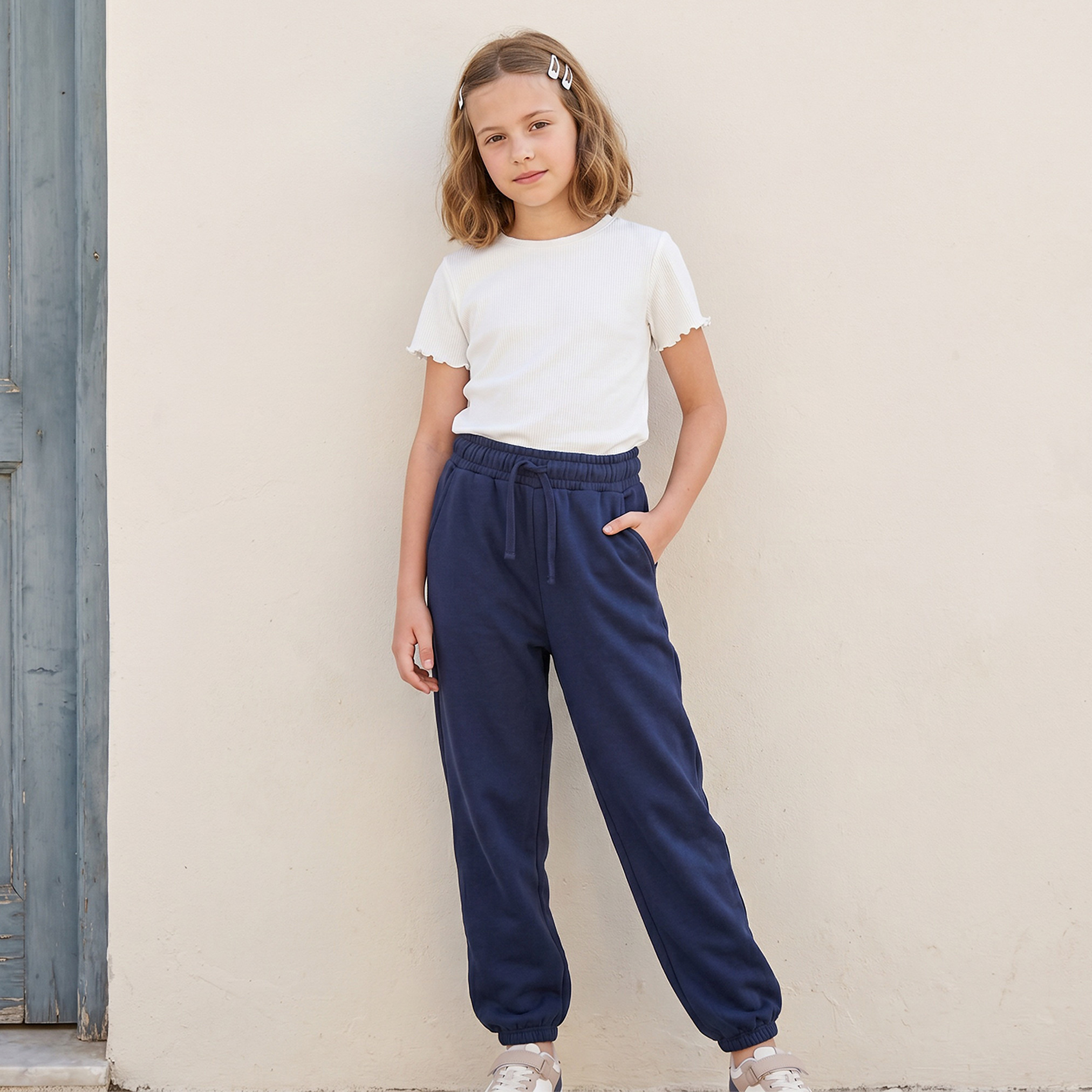 Juniors Drawstring Waist Joggers with Pockets-girls-clothing-bottoms-joggersandtrackpants-image-5
