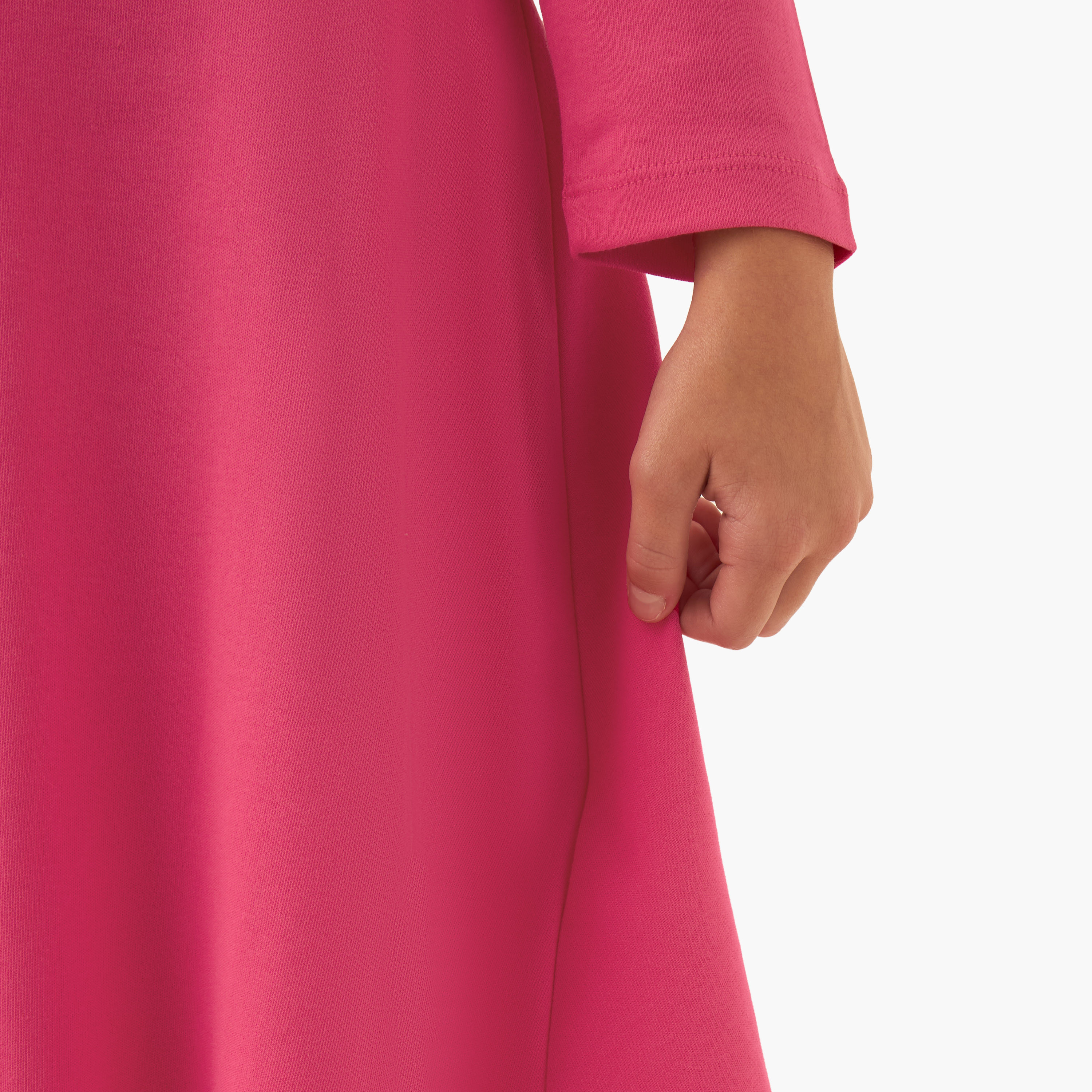 Juniors Peter Pan Collar Long Sleeves Knee Length Dress with Bow Detail-girls-clothing-dressesandjumpsuits-image-5