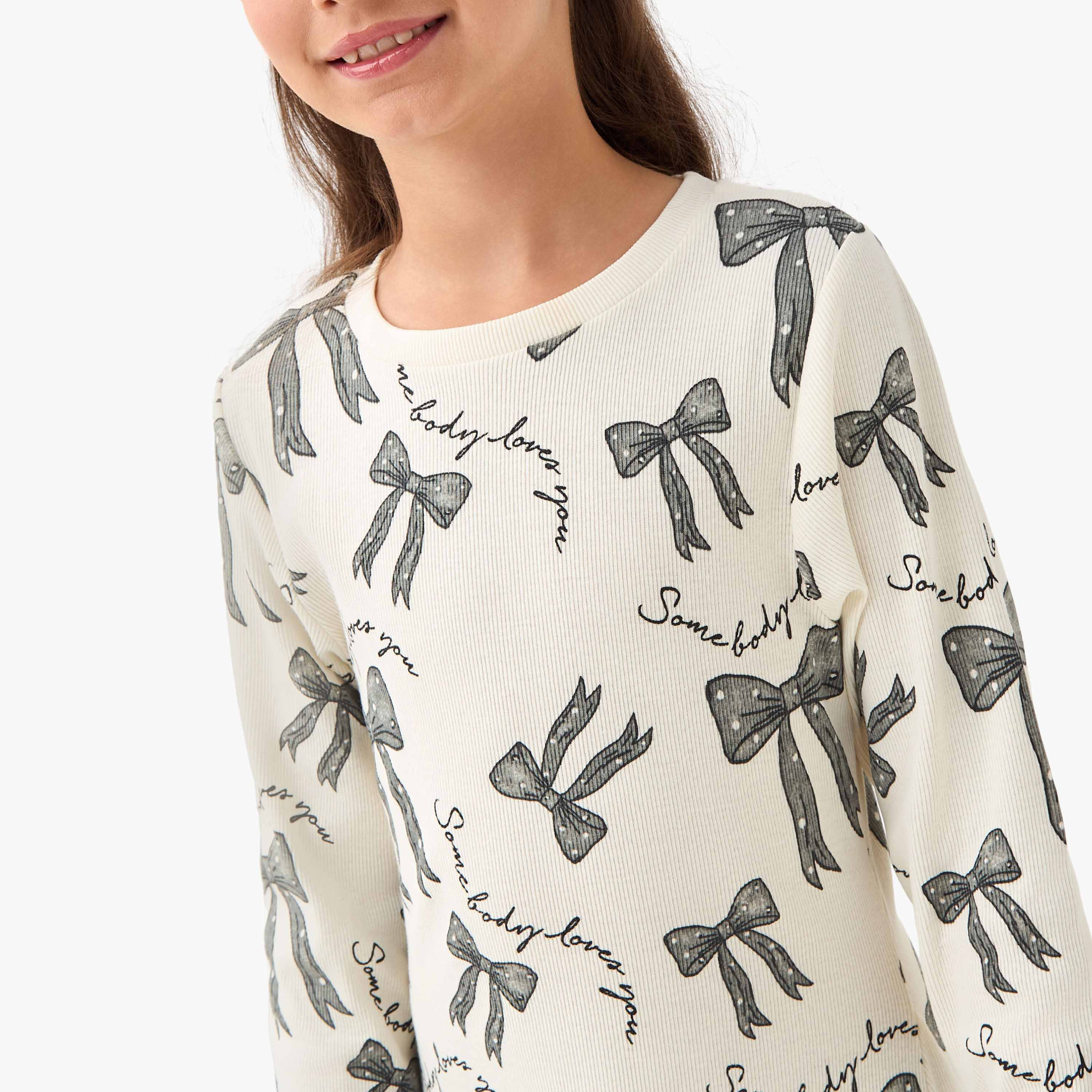 Juniors Round Neck Long Sleeve Dress with Floral Print-girls-clothing-dressesandjumpsuits-image-4