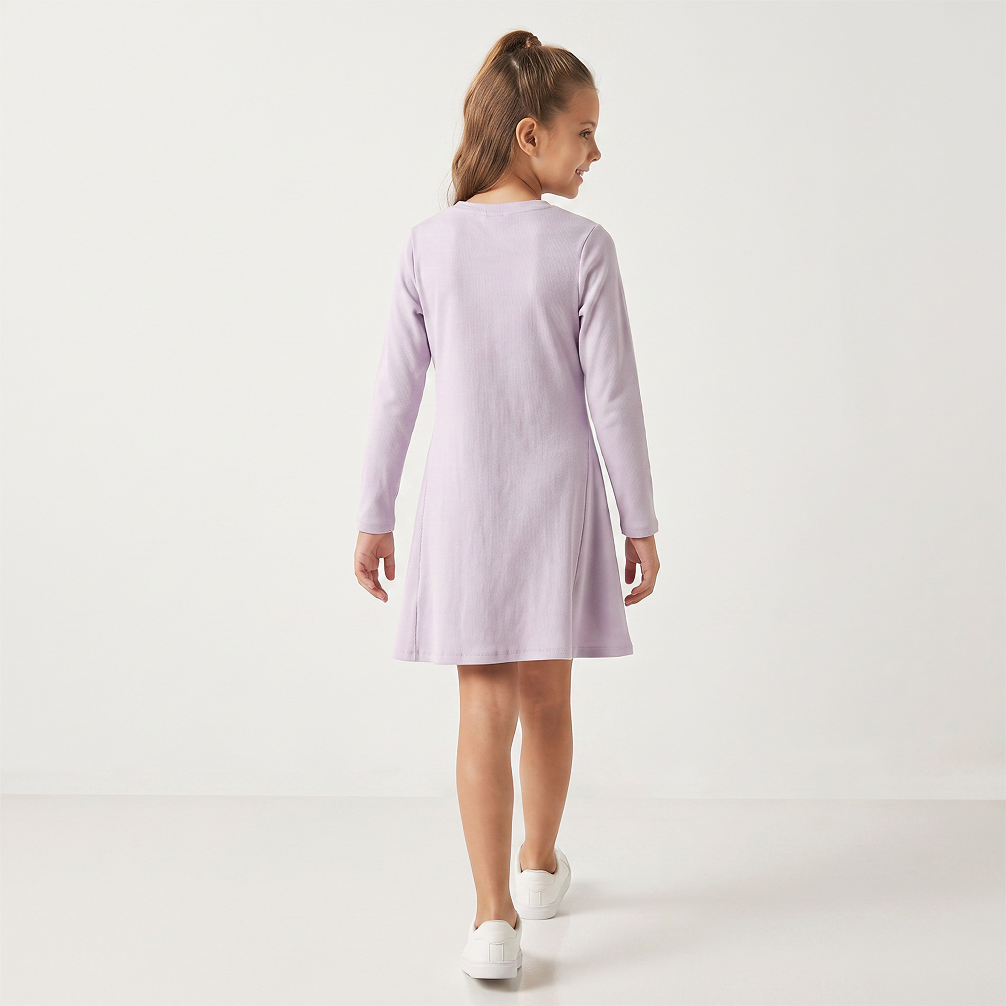 فستان بأكمام طويلة وياقة مستديرة بطبعات زهور من جونيورز-girls-clothing-dressesandjumpsuits-image-2