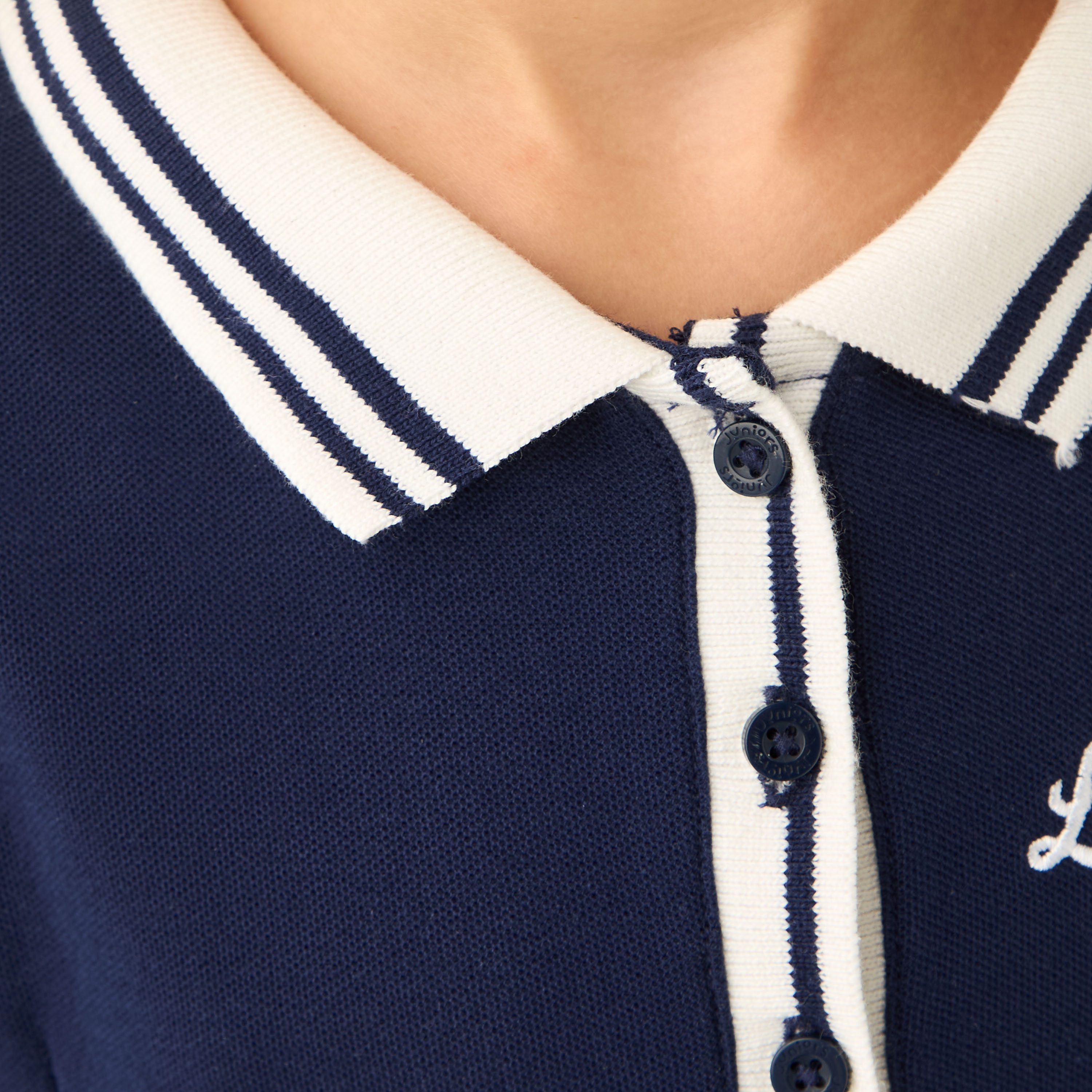 Juniors Collared Long Sleeves Knee Length Polo Dress with Los Angeles Embroidery-girls-clothing-dressesandjumpsuits-image-5