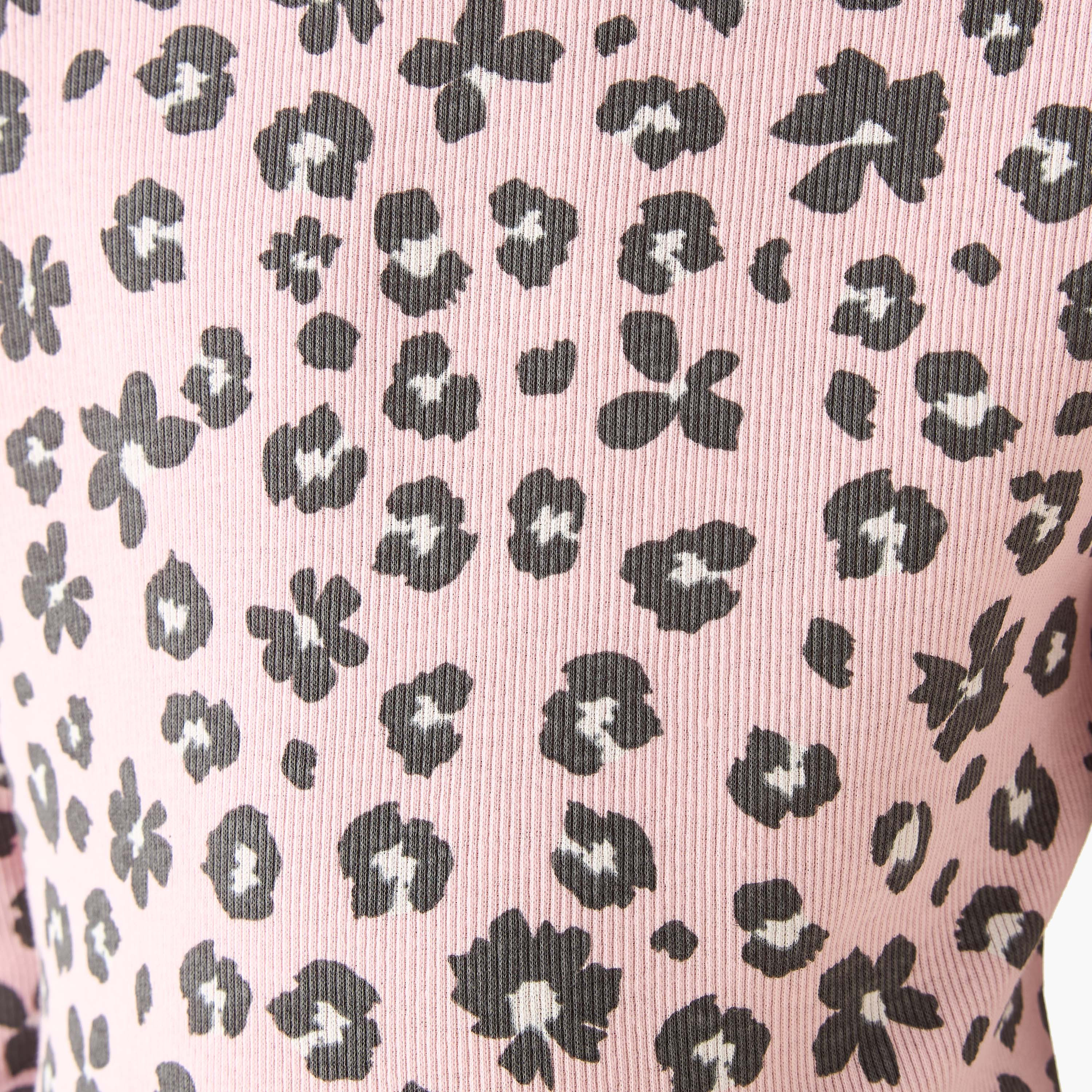 Juniors Round Neck Long Sleeves A-line Dress with Animal Print-girls-clothing-dressesandjumpsuits-image-5