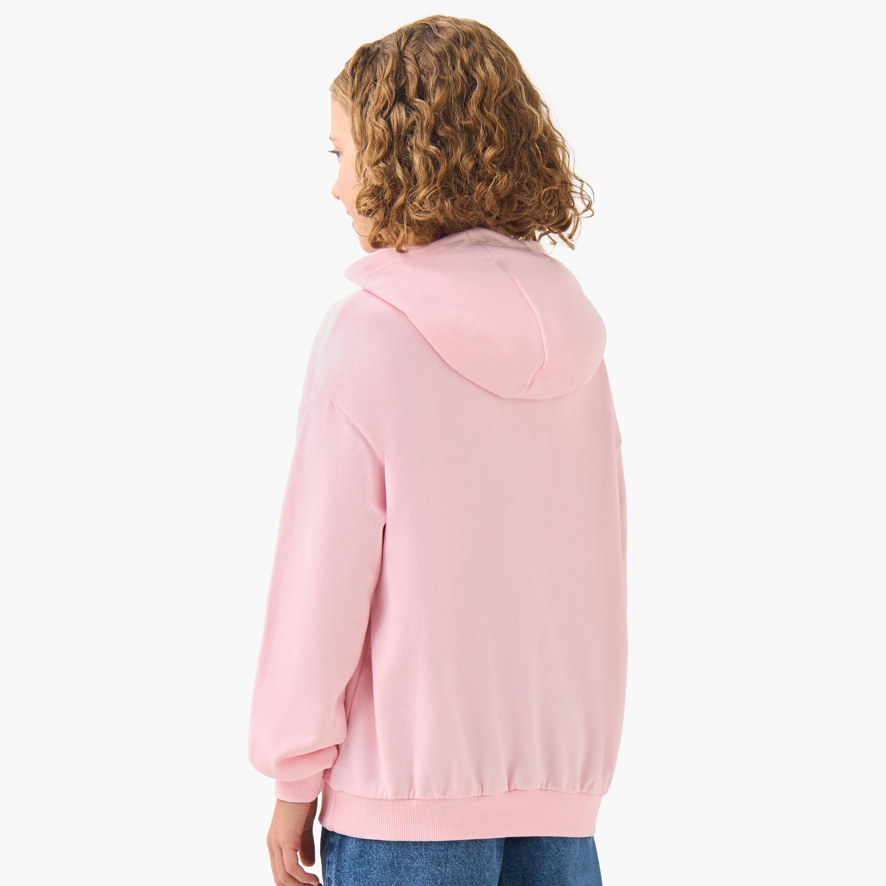 Juniors Girls Hooded Sweatshirt with Graphic Print - Cotton - Long Sleeves-girls-clothing-winterwear-sweatshirts-image-3