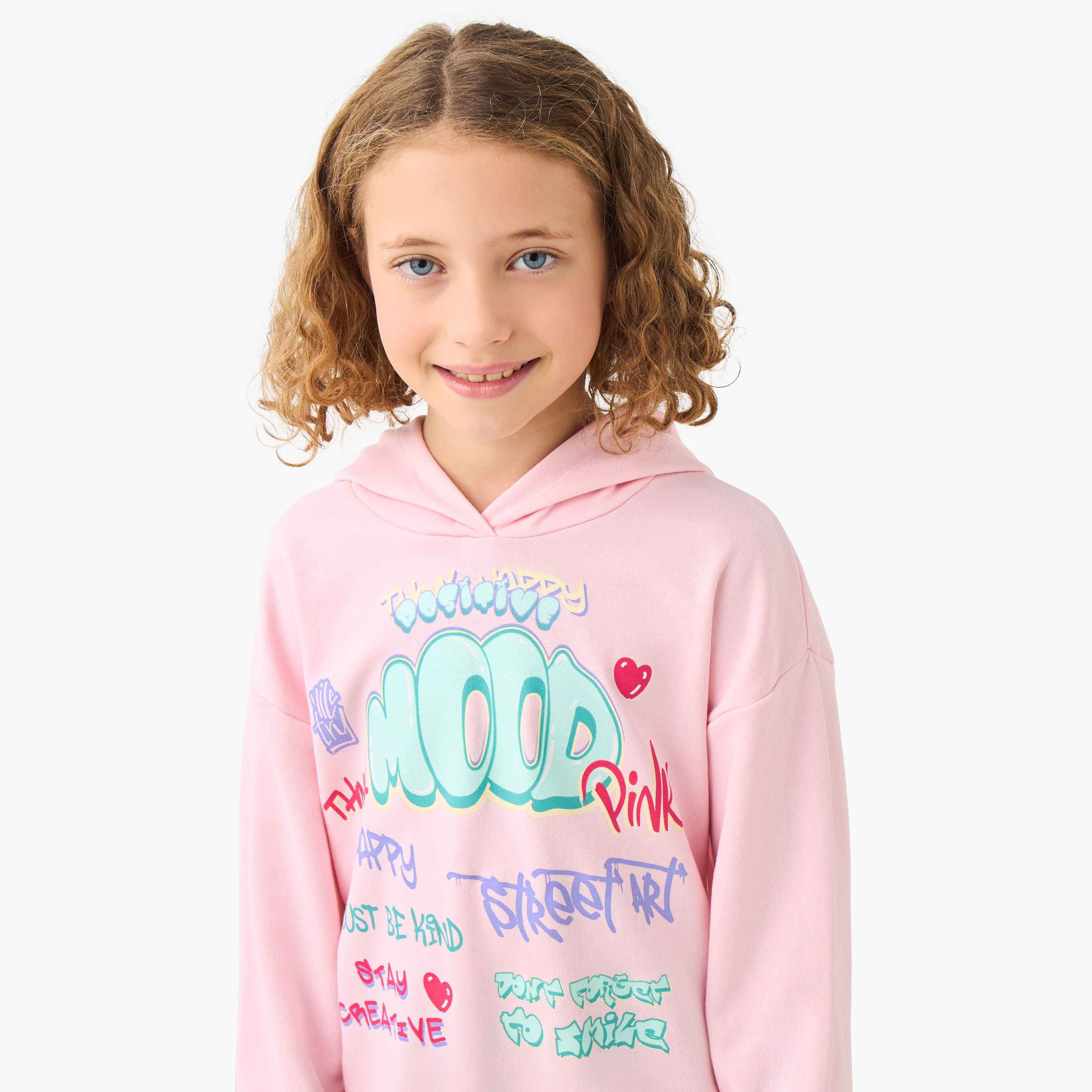 Juniors Girls Hooded Sweatshirt with Graphic Print - Cotton - Long Sleeves-girls-clothing-winterwear-sweatshirts-image-4