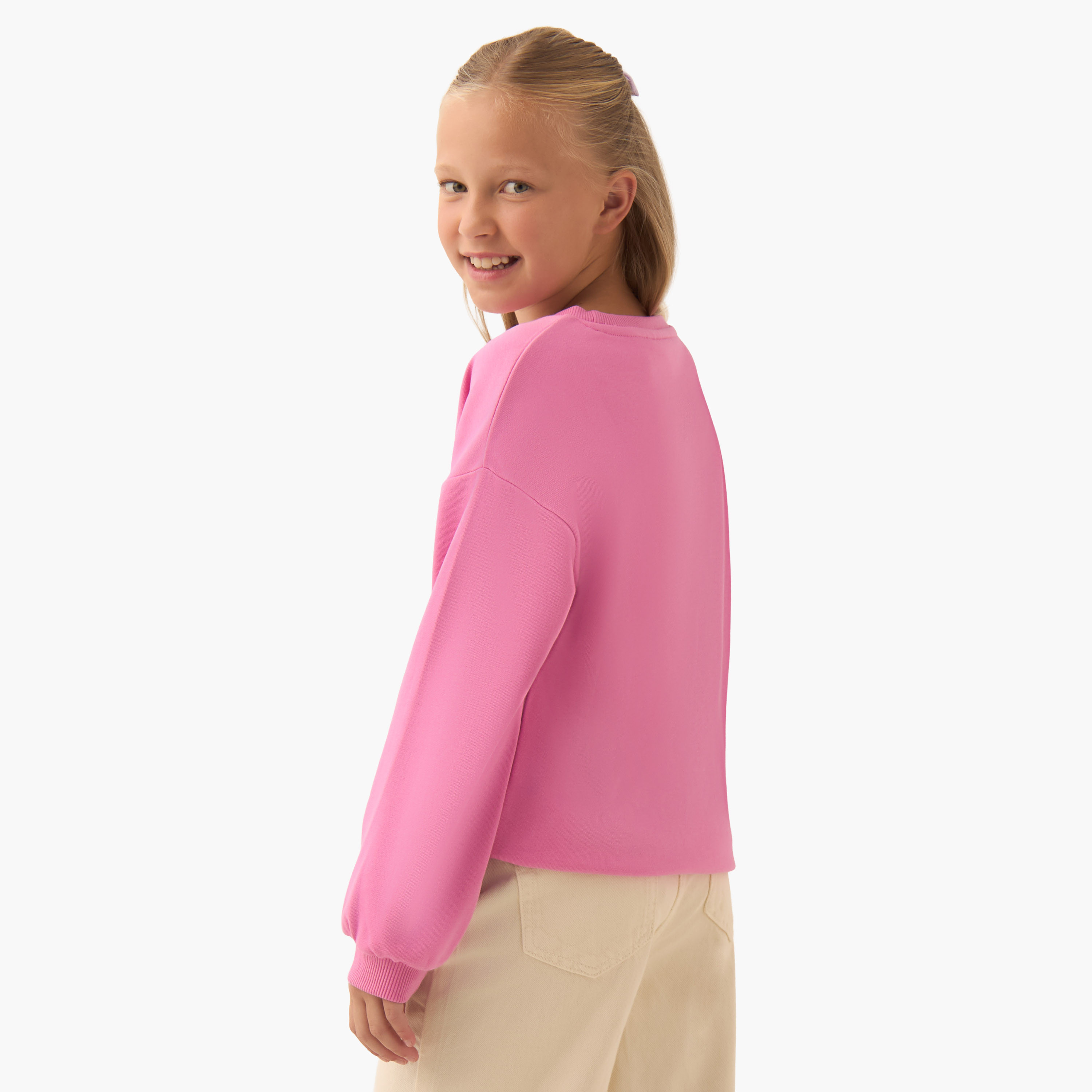 Juniors Graphic Print Sweatshirt with Long Sleeves-girls-clothing-winterwear-sweatshirts-image-3