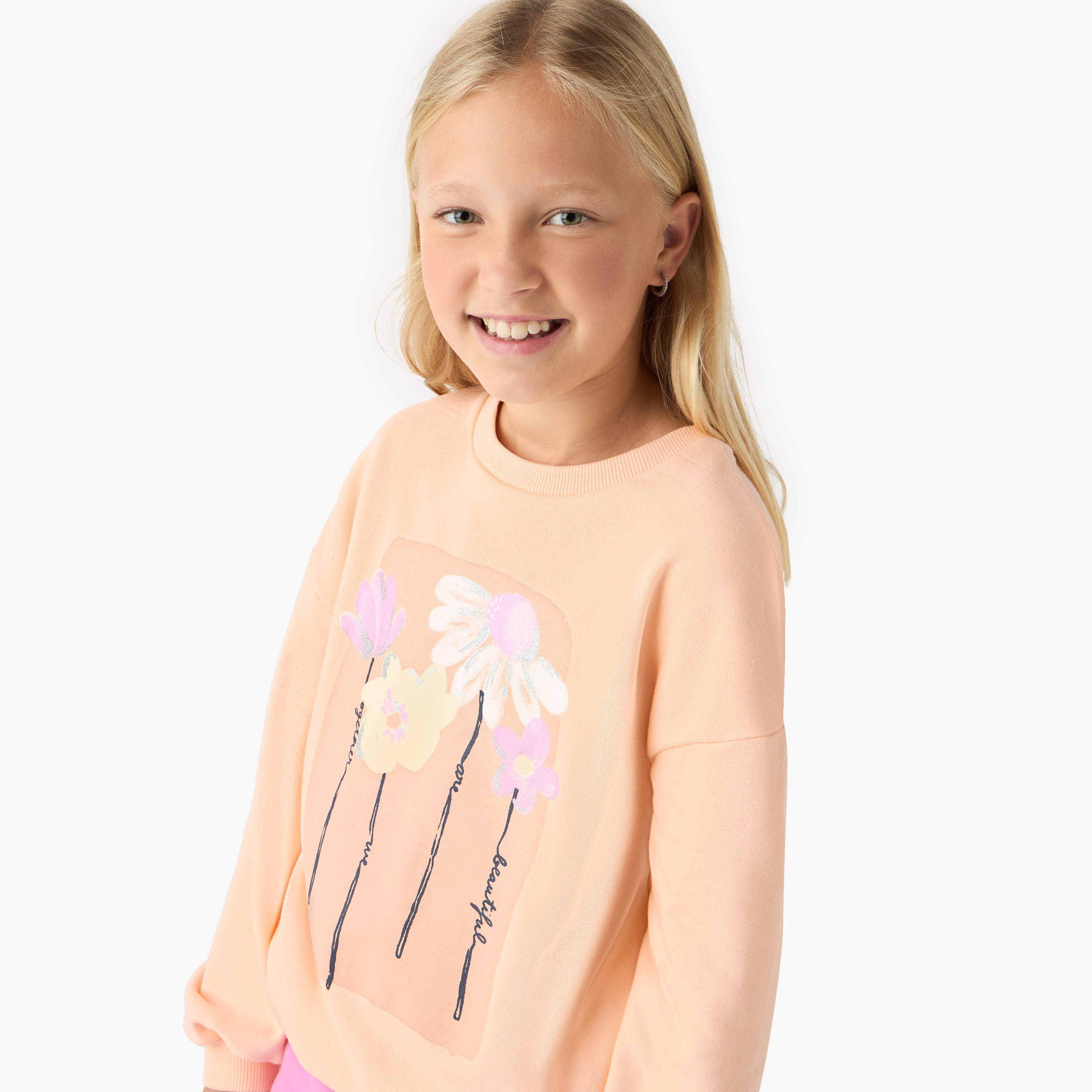 سويت شيرت بأكمام طويلة وطبعات زهرية من جونيورز-girls-clothing-winterwear-sweatshirts-image-2