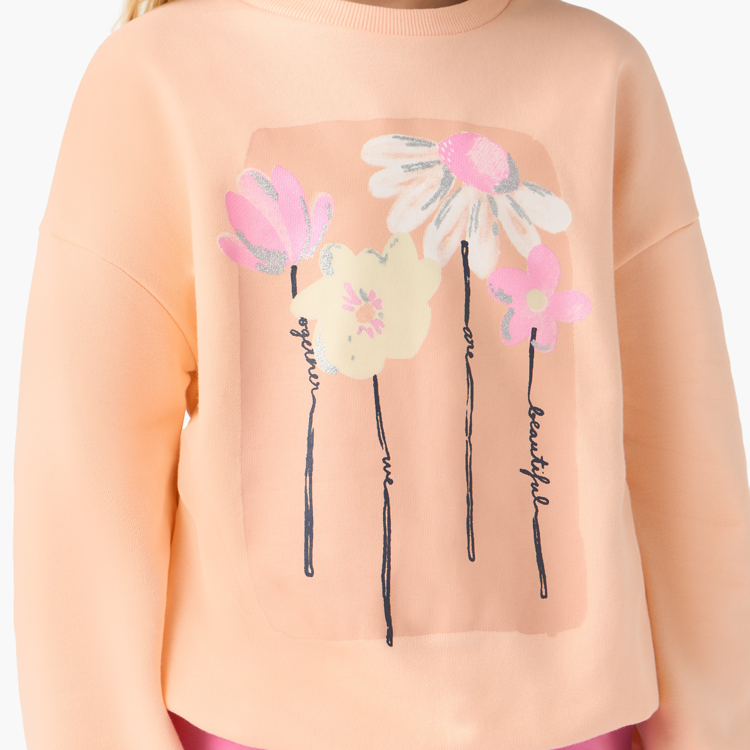 سويت شيرت بأكمام طويلة وطبعات زهرية من جونيورز-girls-clothing-winterwear-sweatshirts-image-1