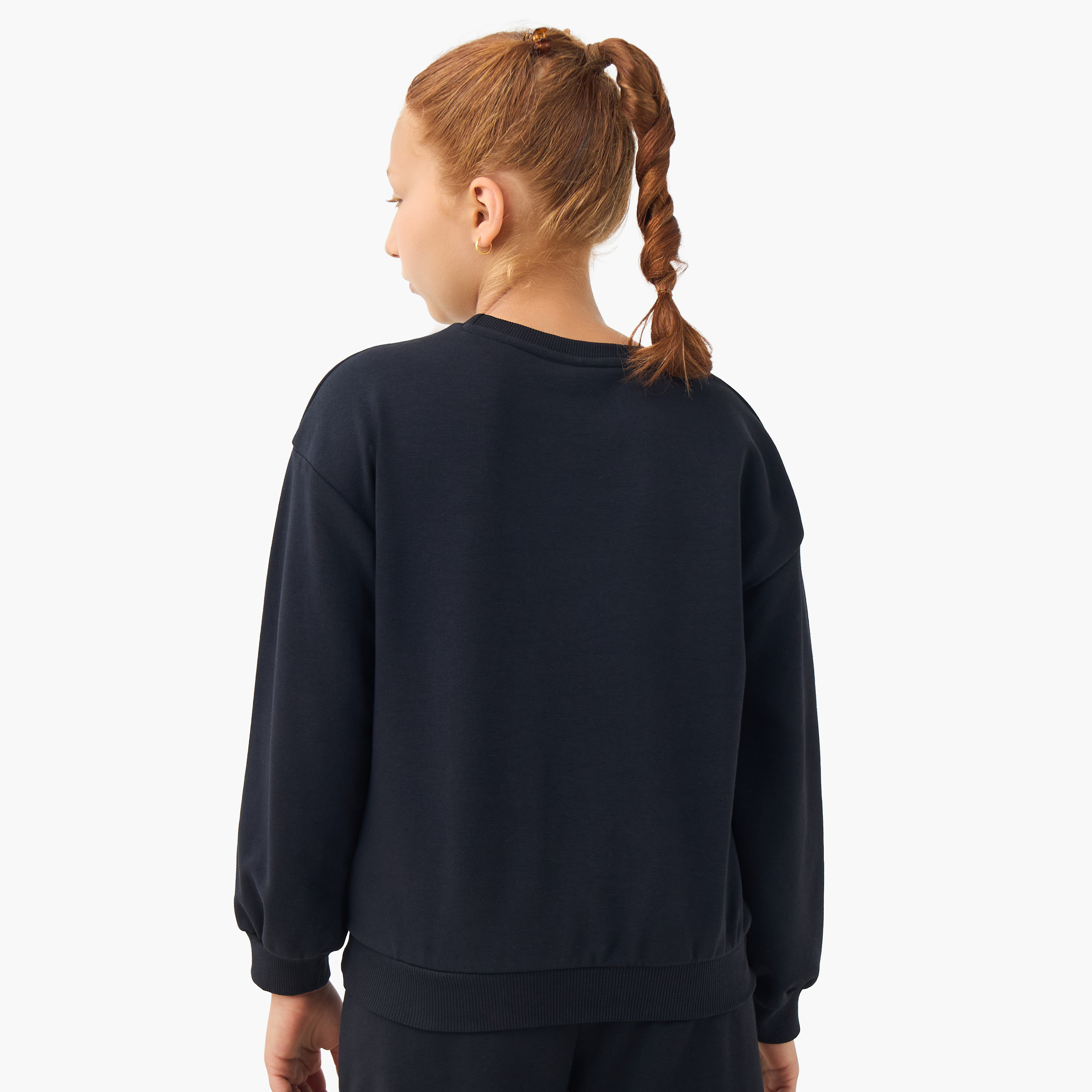 Juniors Girls Crew Neck Sweatshirt with Bow Print - Cotton - Long Sleeves-girls-clothing-sweatshirts-image-3